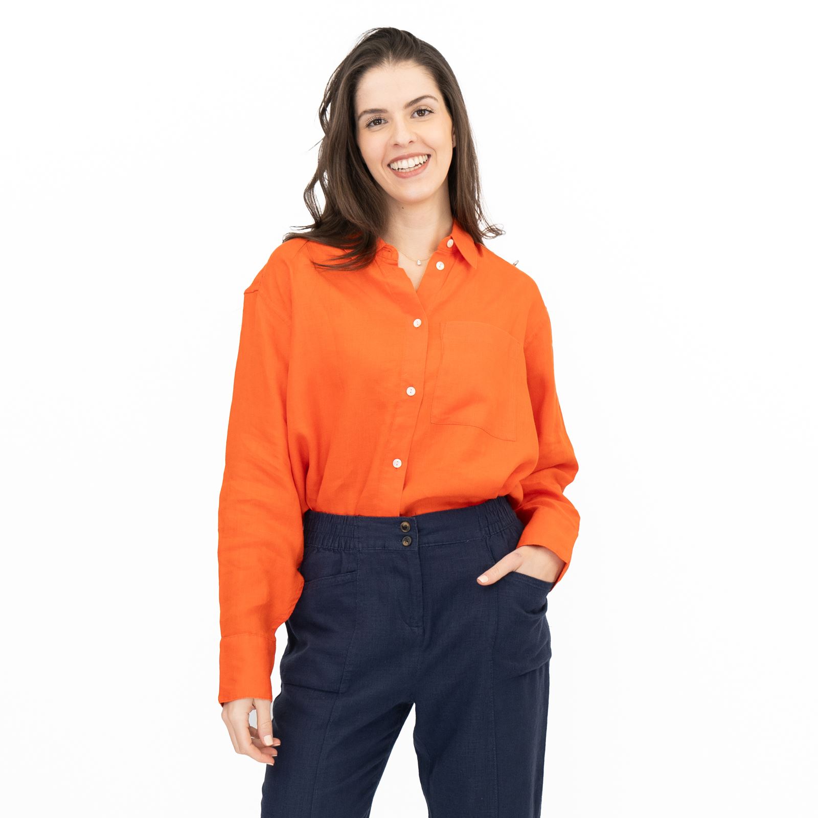 M&S Womens Linen Blouse Collared Pure Button Up Top Smart Casual - Picture 31 of 87