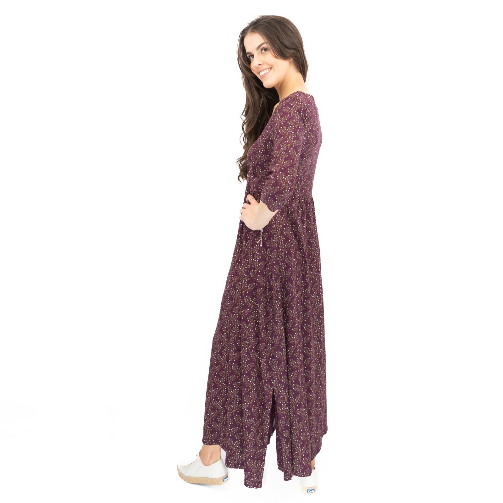Womens Seasalt Maggie Maxi Dress Purple Floral Cotton ¾ Sleeve - Picture 11 of 16