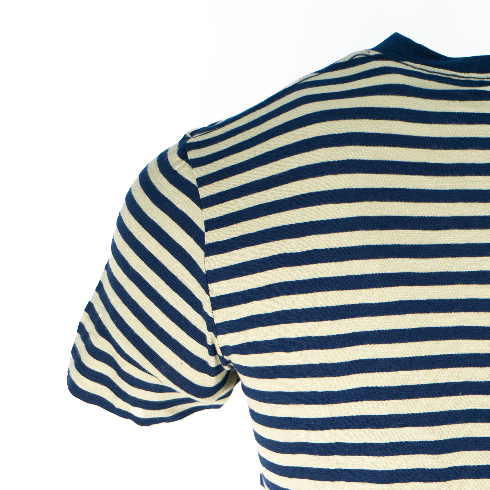 John Lewis Mens T-shirt Top Supima Cotton Striped Green Navy Orange Jersey Soft - Picture 18 of 27