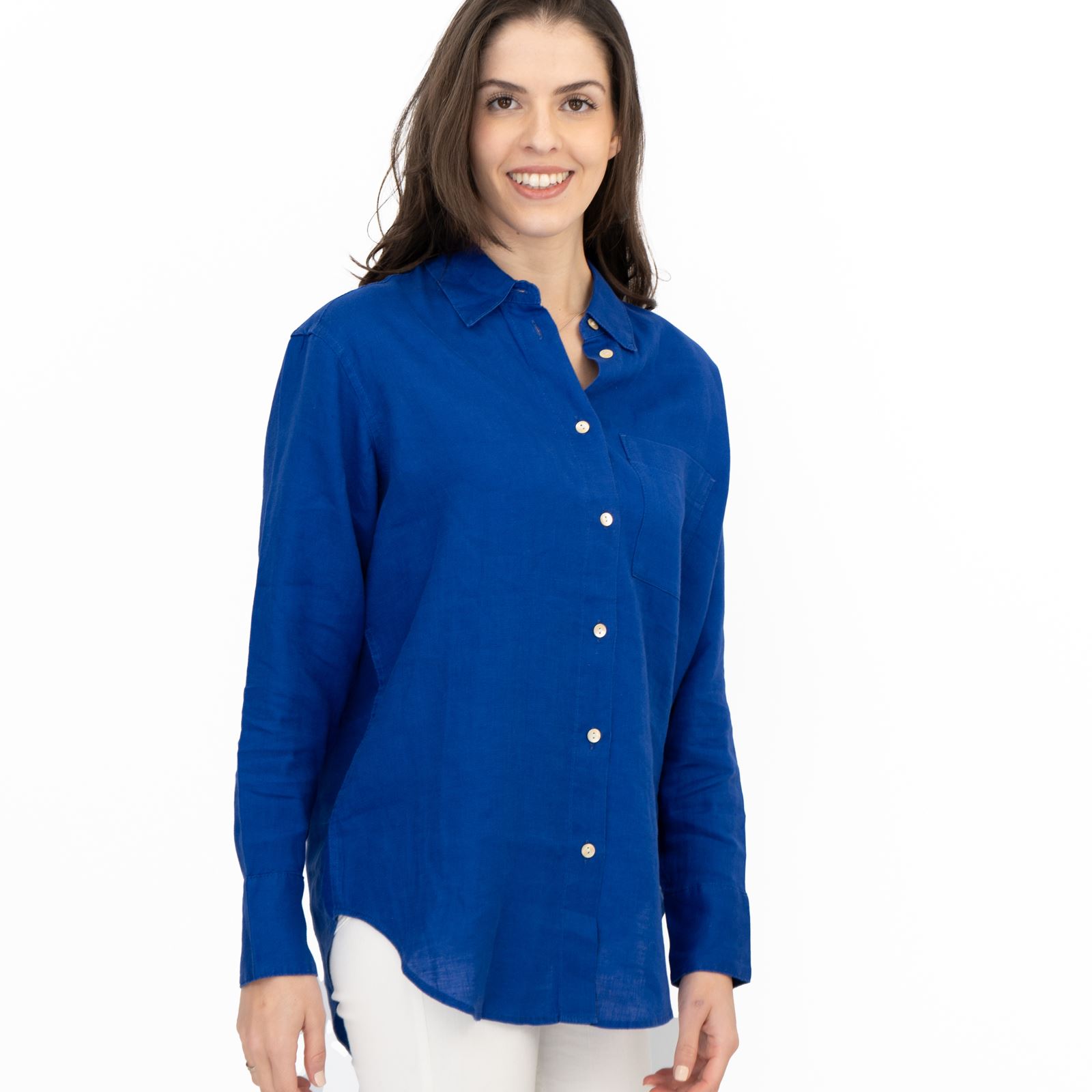 M&S Womens Linen Blouse Collared Pure Button Up Top Smart Casual - Picture 75 of 87