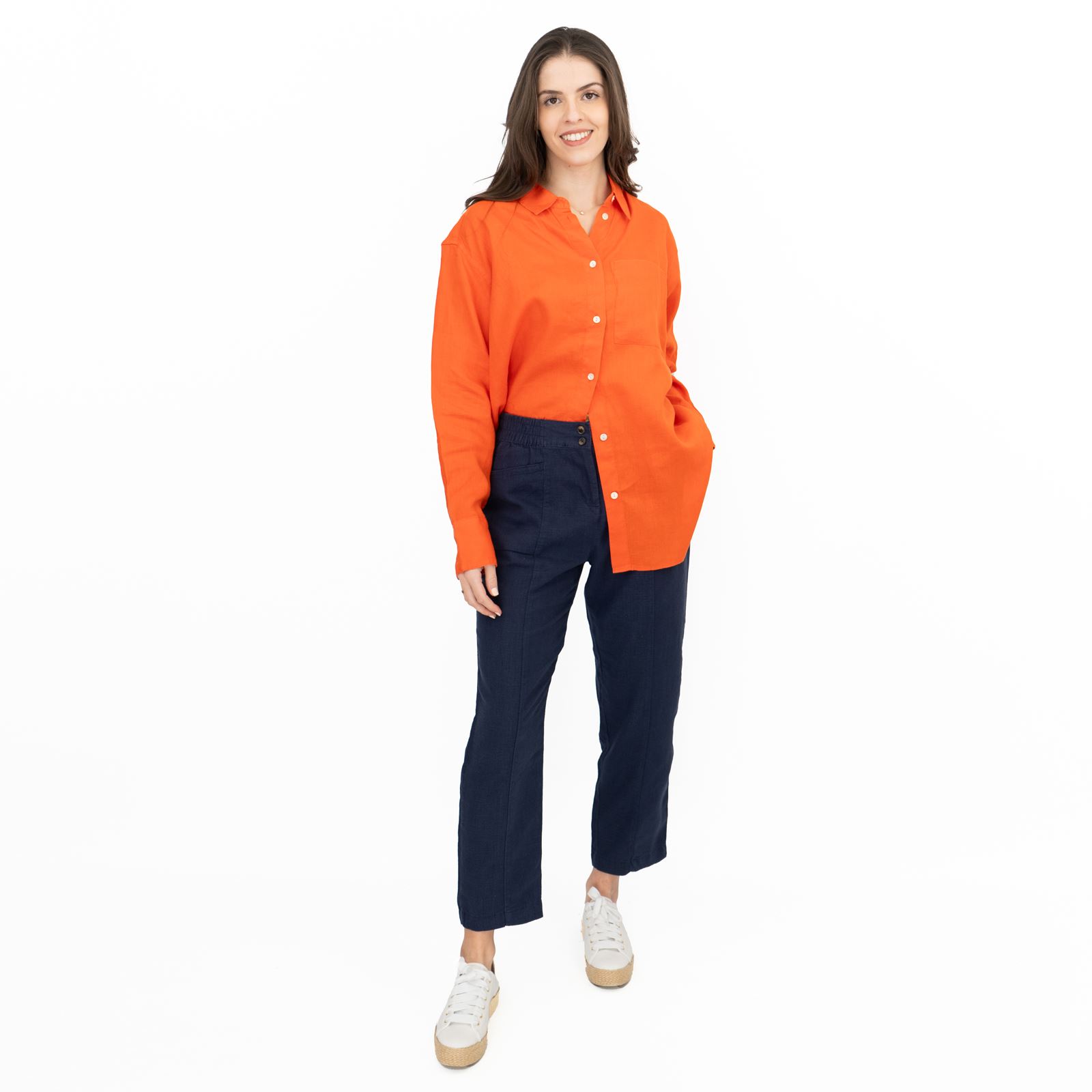 M&S Womens Linen Blouse Collared Pure Button Up Top Smart Casual - Picture 30 of 87
