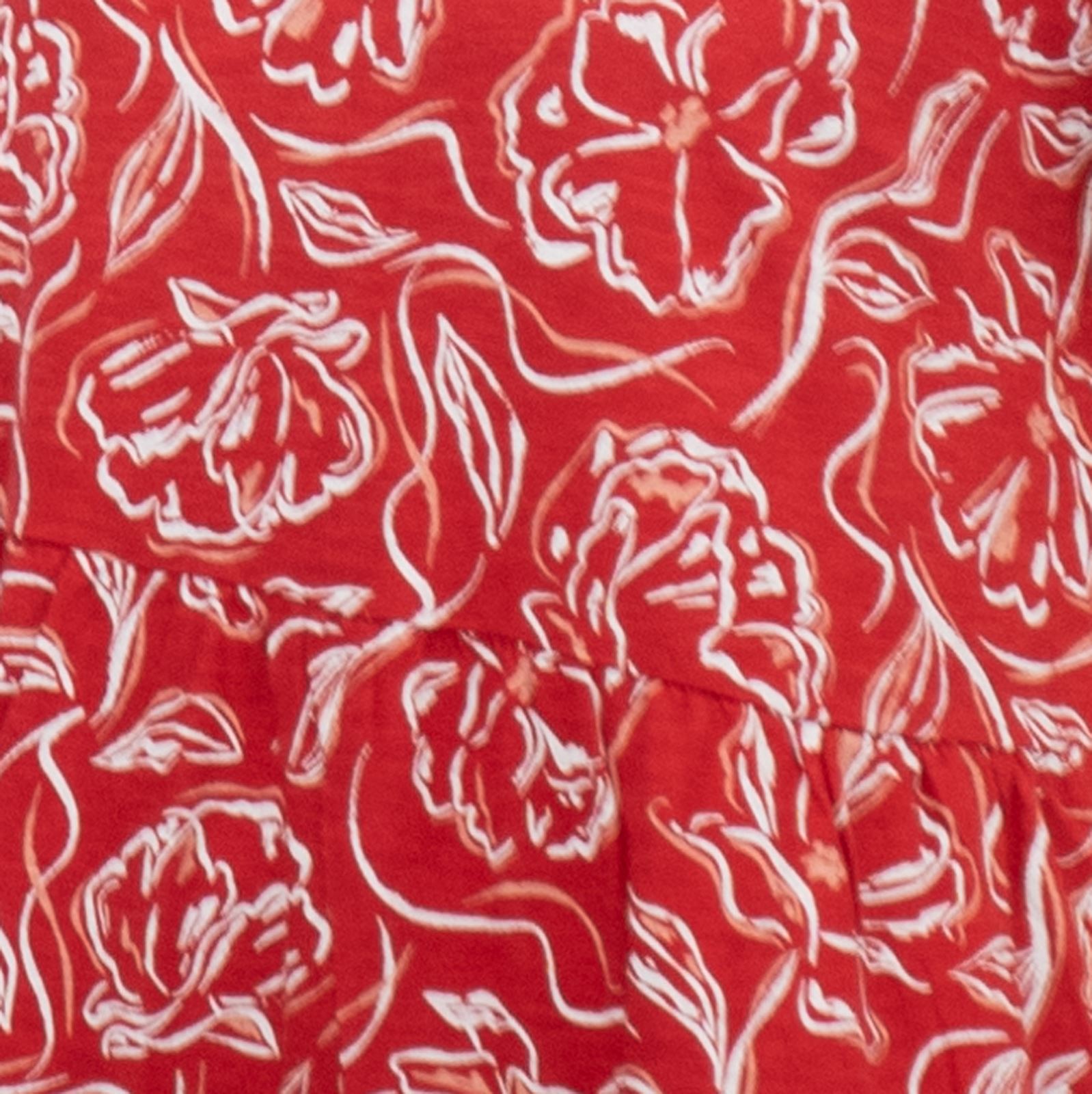 Womens Seasalt Red Floral Dress Line Strokes Midi Organic Cotton Short-Sleeve - Picture 3 of 29