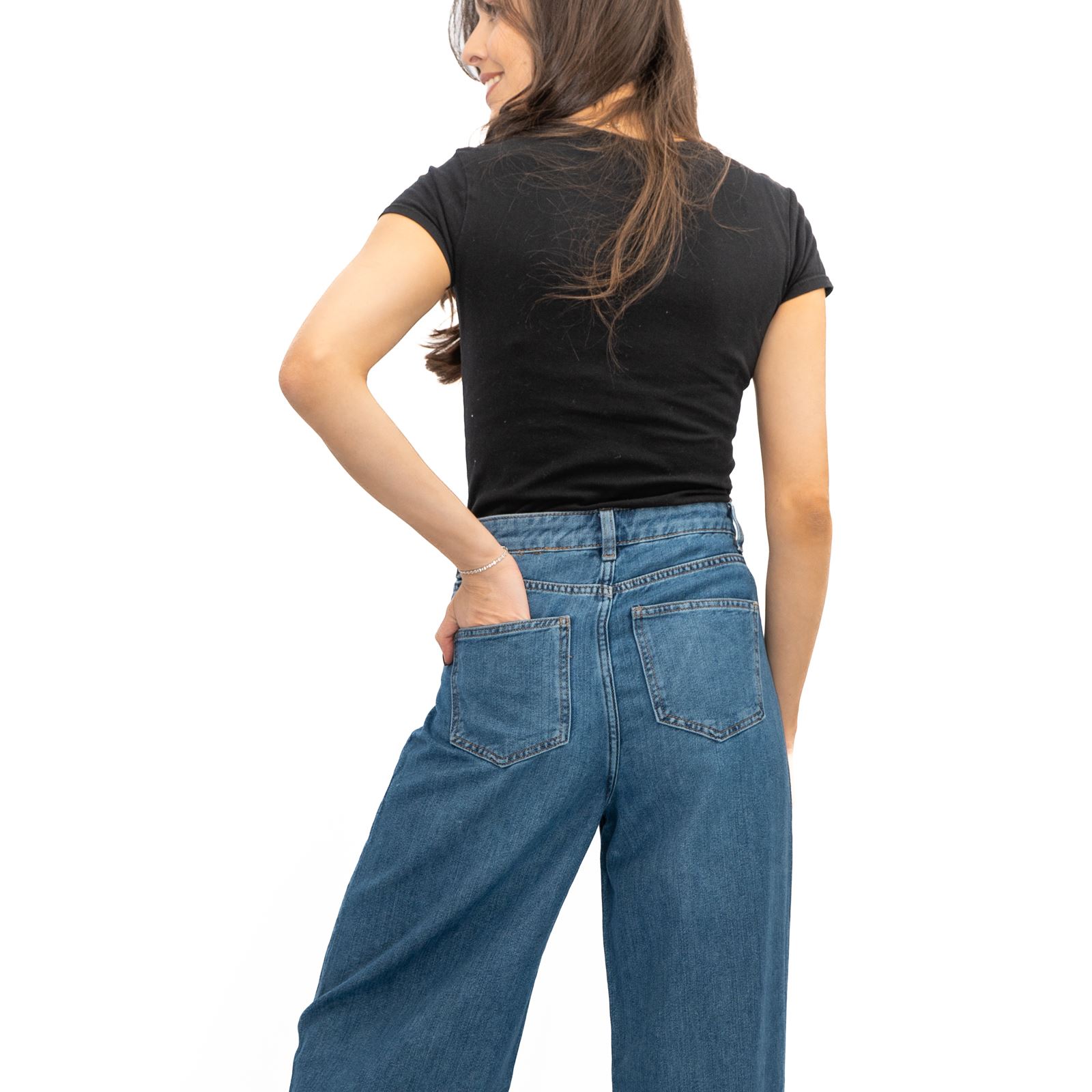 Womens M&S Slouchy Wide Leg Jean Mid Rise Relaxed Soft Light Blue Med Denim - Picture 6 of 25