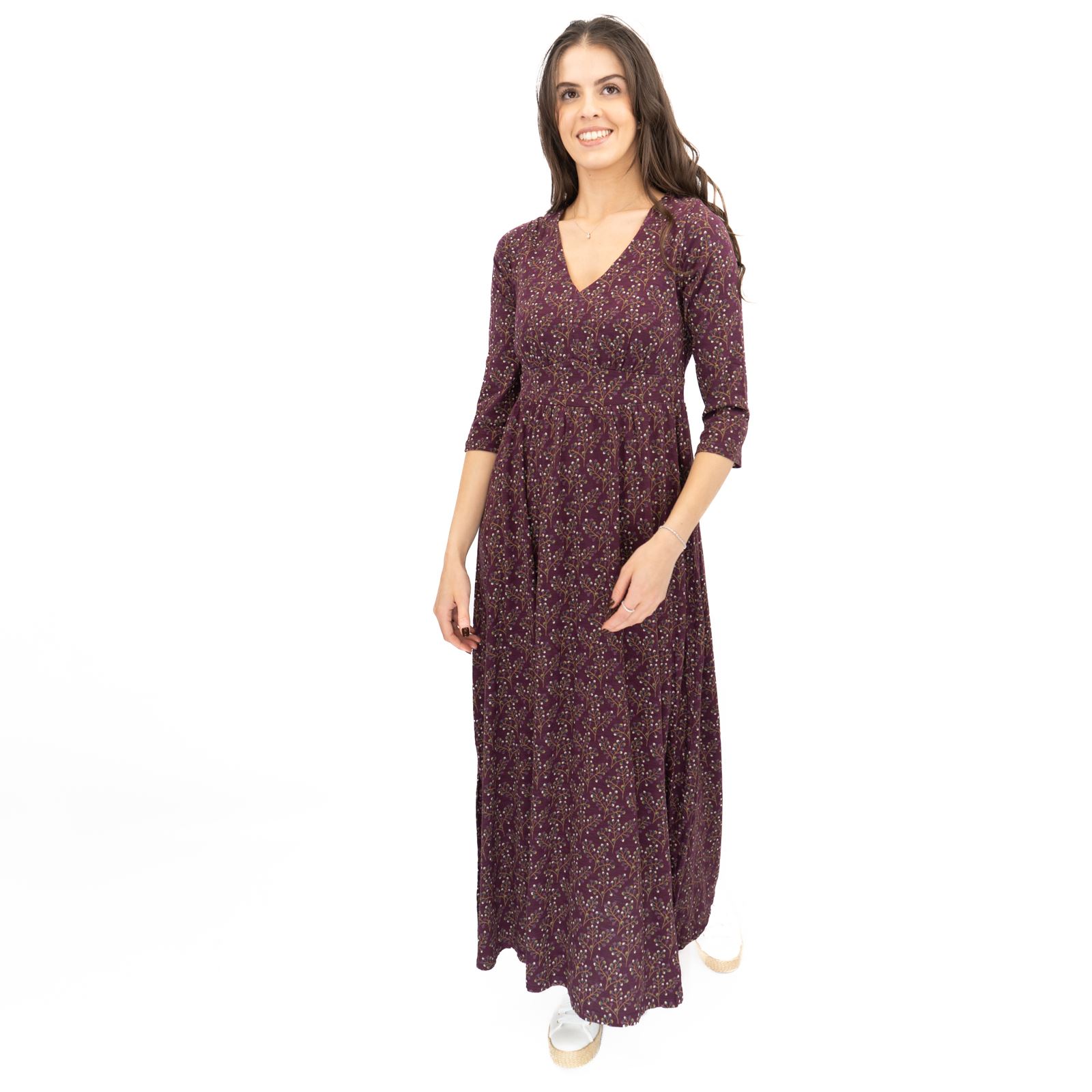 Womens Seasalt Maggie Maxi Dress Purple Floral Cotton ¾ Sleeve - Picture 16 of 16