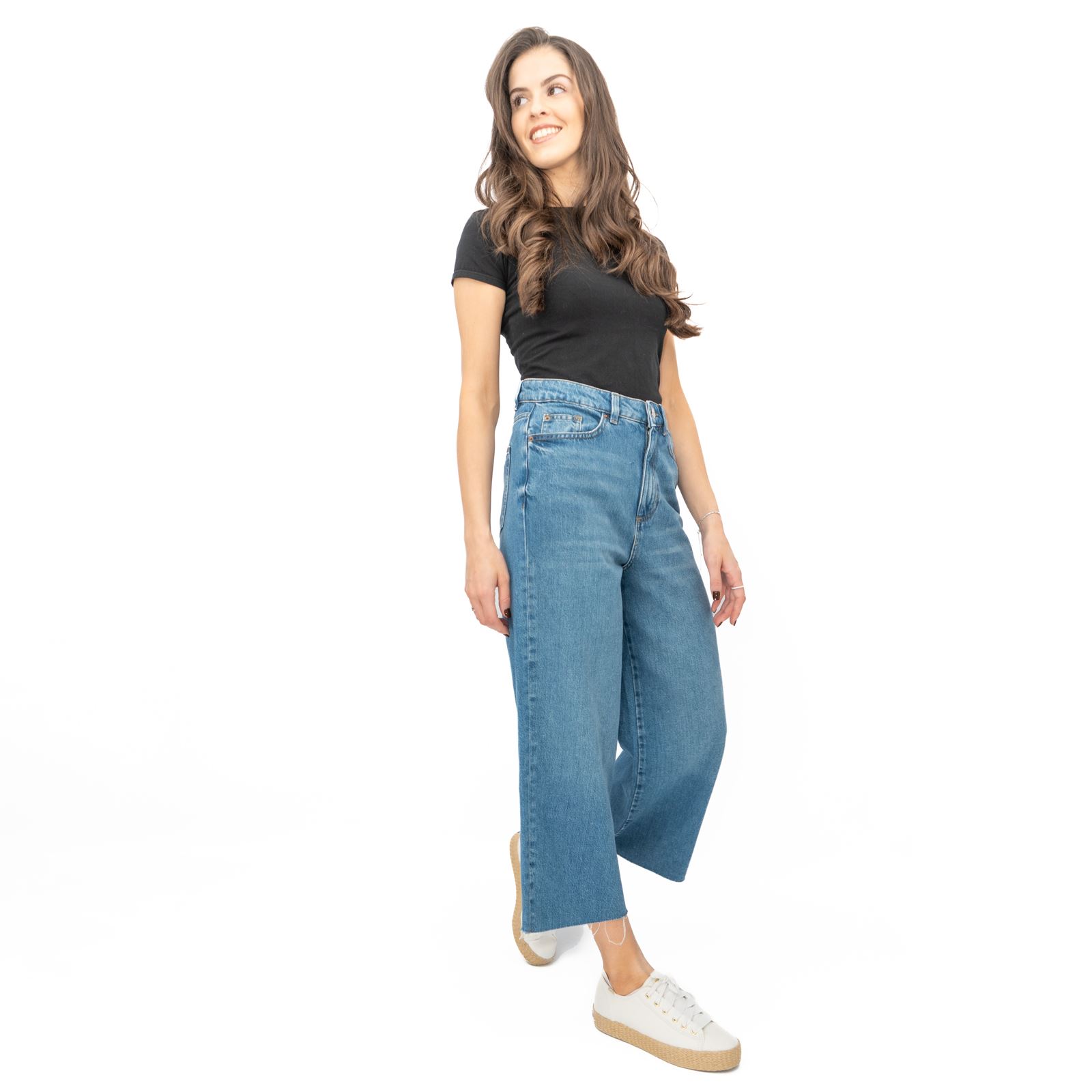 Womens M&S Cropped Jean Wide Leg High Waist Raw Hem 3 Colours White Medium Denim - Picture 21 of 59