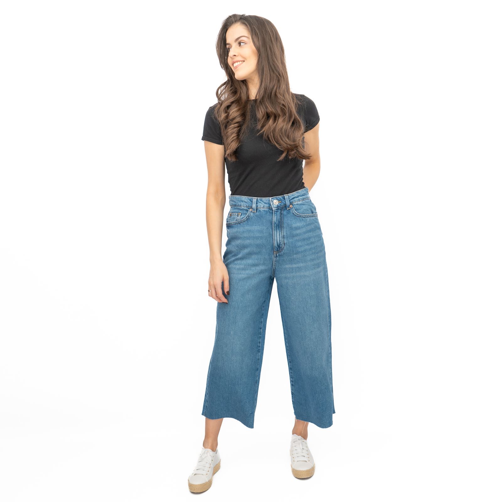Womens M&S Cropped Jean Wide Leg High Waist Raw Hem 3 Colours White Medium Denim - Picture 14 of 59