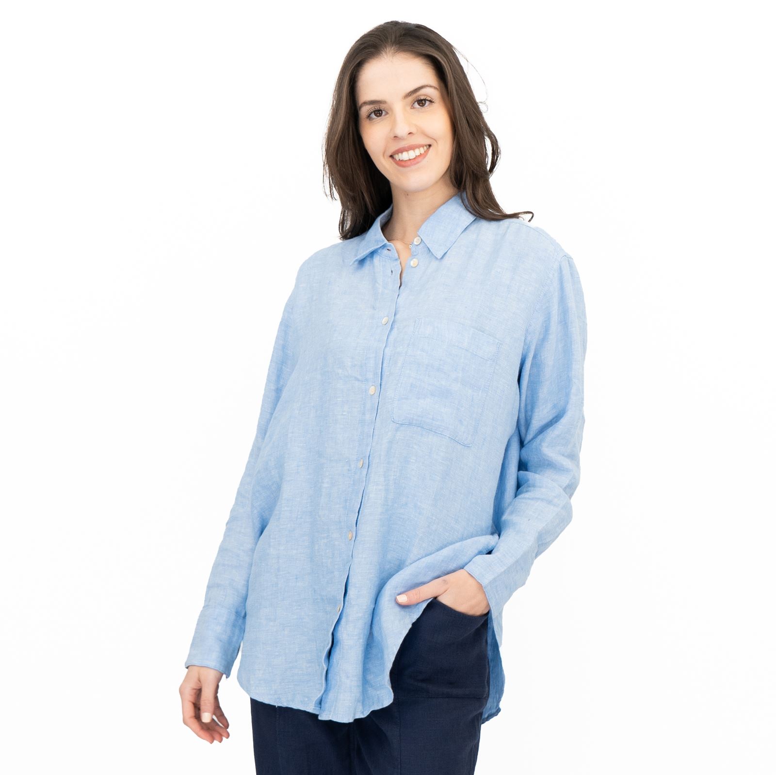 M&S Womens Linen Blouse Collared Pure Button Up Top Smart Casual - Picture 41 of 87