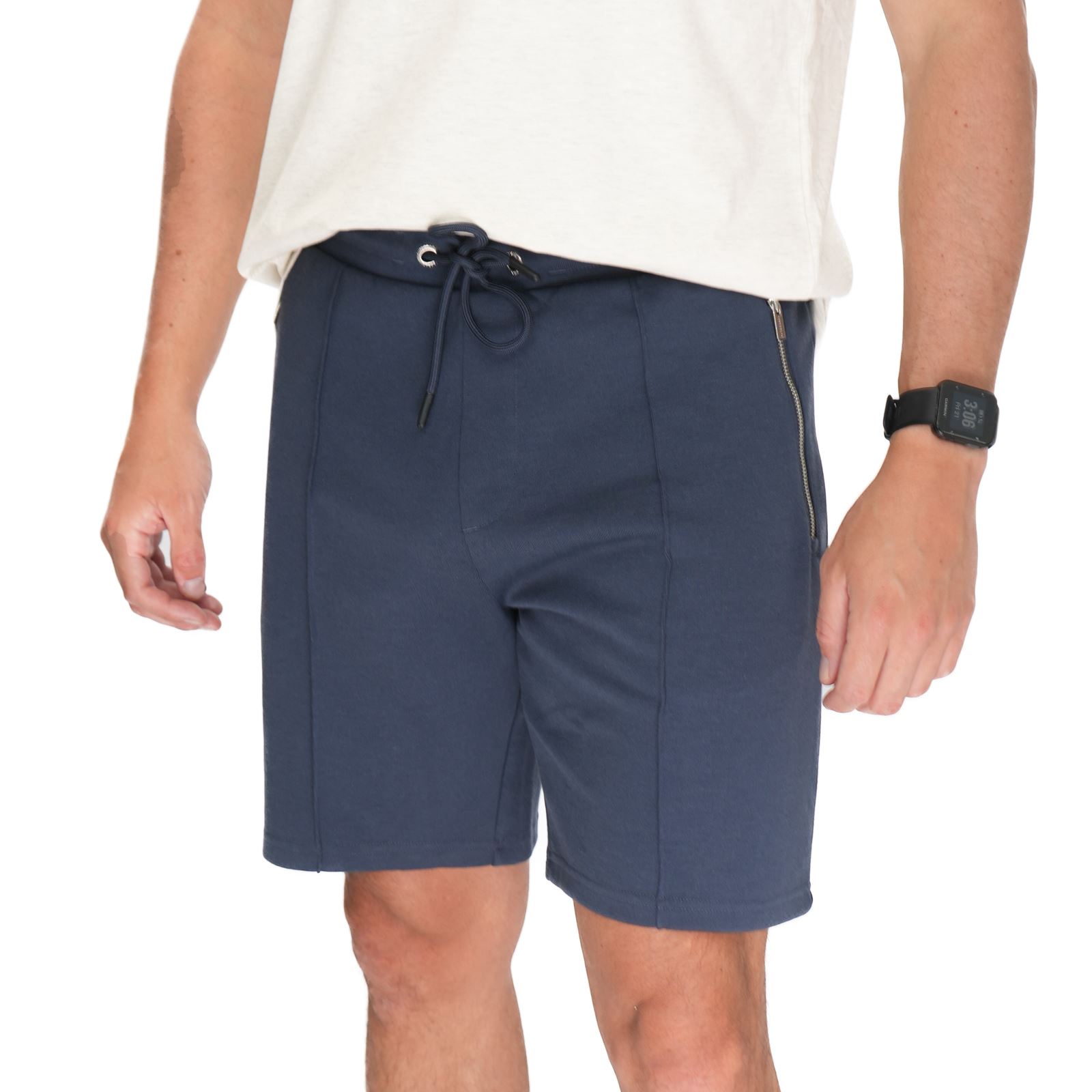 Mens M&S Autograph Blue Shorts Regular Jersey Elasticated Drawstring Zip Pockets - Picture 7 of 8