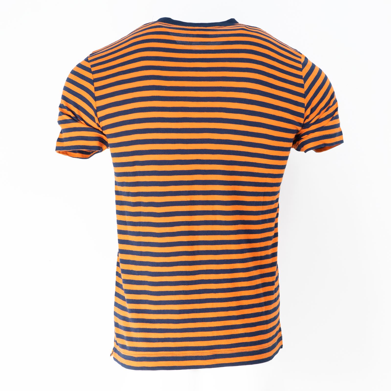 John Lewis Mens T-shirt Top Supima Cotton Striped Green Navy Orange Jersey Soft - Picture 22 of 27
