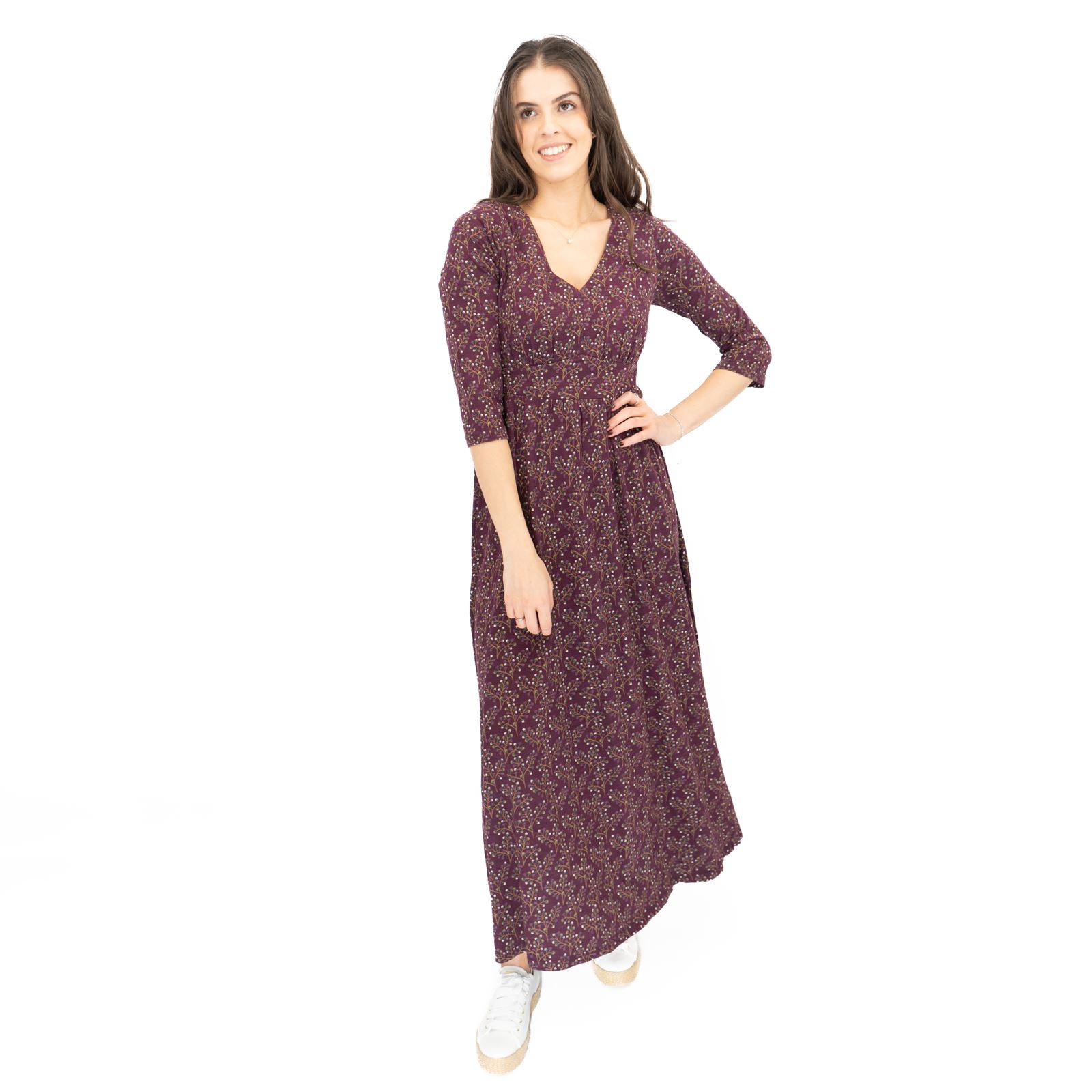 Womens Seasalt Maggie Maxi Dress Purple Floral Cotton ¾ Sleeve - Picture 15 of 16