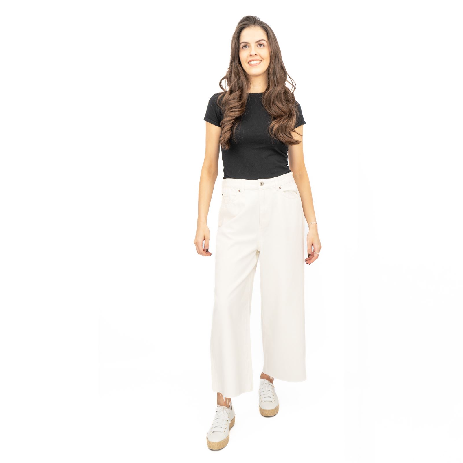 Womens M&S Cropped Jean Wide Leg High Waist Raw Hem 3 Colours White Medium Denim - Picture 40 of 59