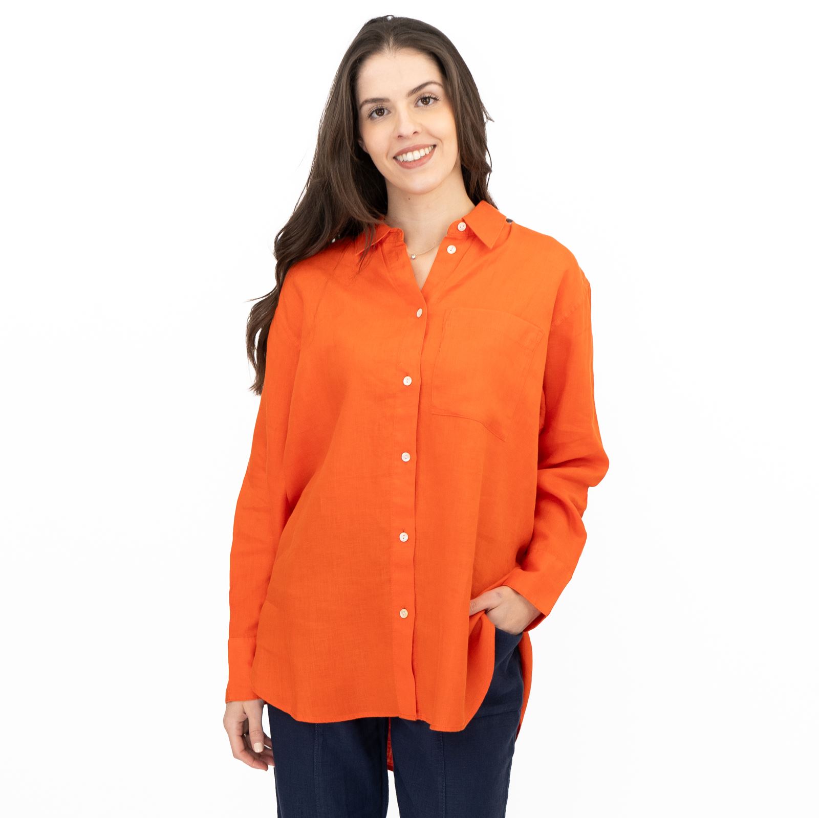 M&S Womens Linen Blouse Collared Pure Button Up Top Smart Casual - Picture 27 of 87