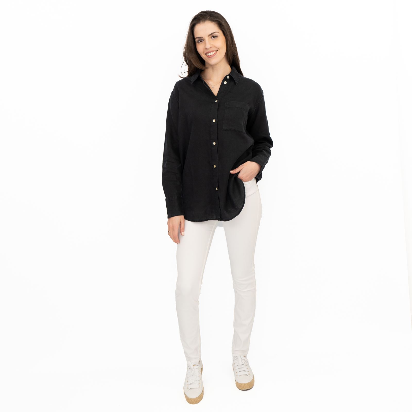 M&S Womens Linen Blouse Collared Pure Button Up Top Smart Casual - Picture 13 of 87