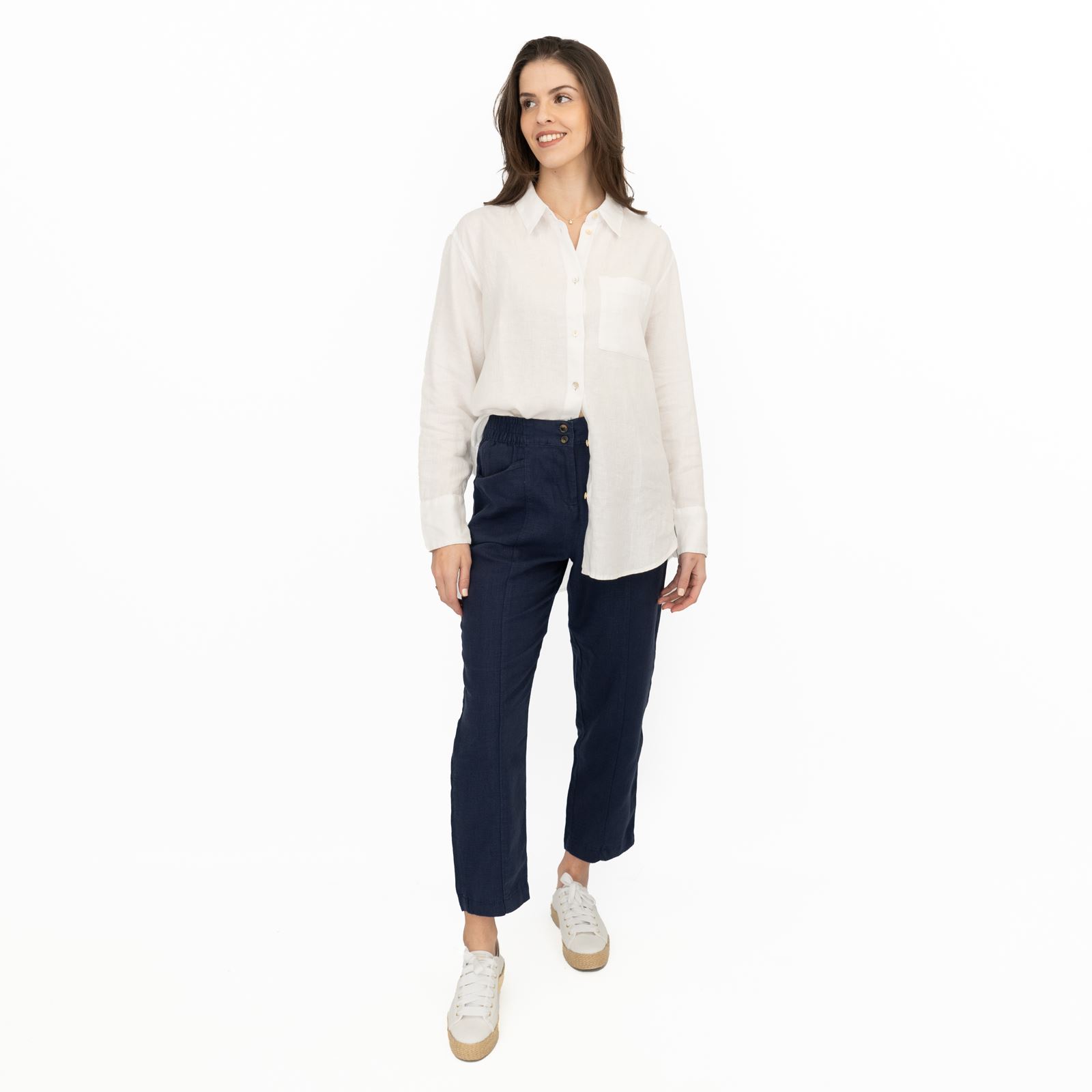 M&S Womens Linen Blouse Collared Pure Button Up Top Smart Casual - Picture 79 of 87
