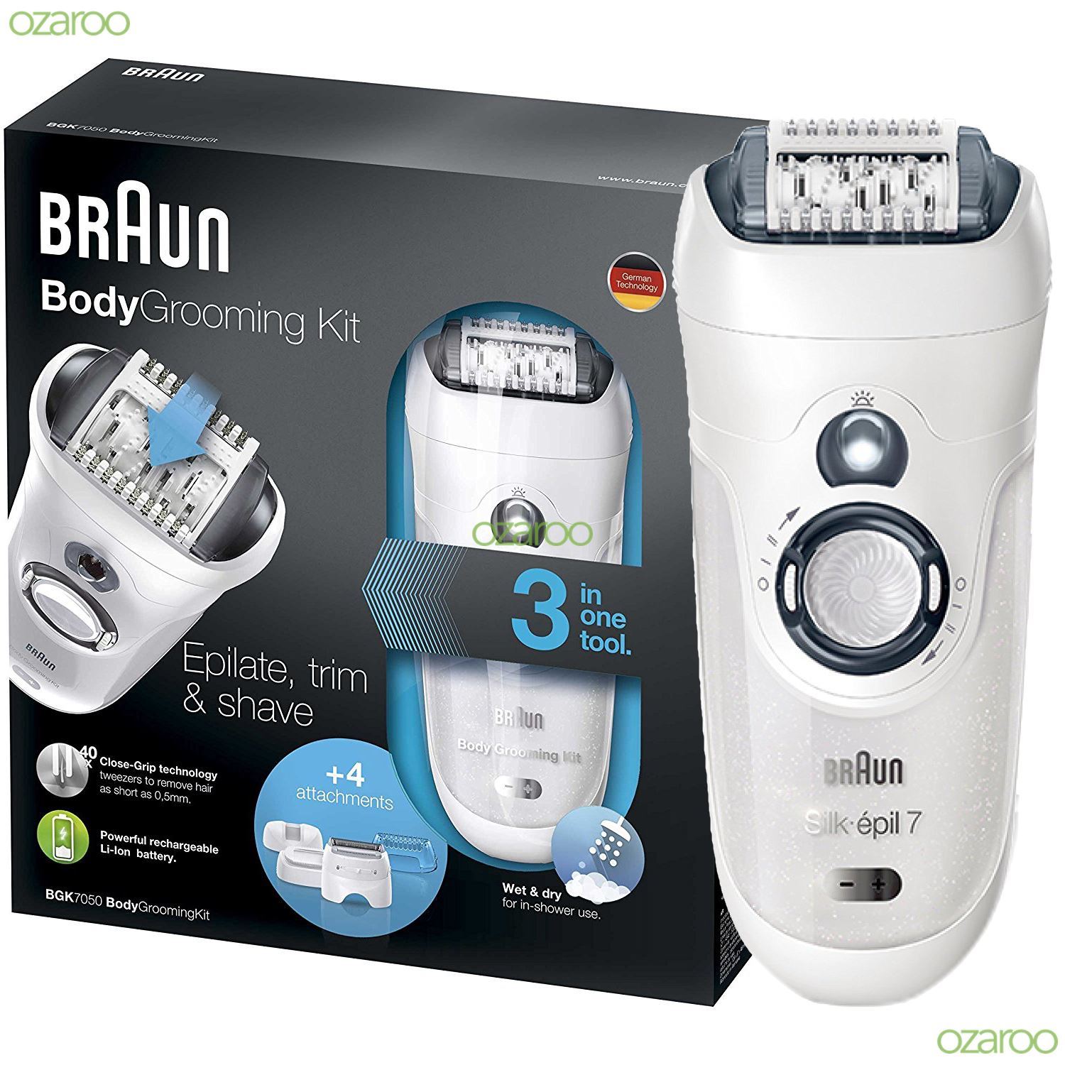 Braun BGK7050 Mens Body Grooming Kit Wet&Dry Epilate Trim Shave Smooth