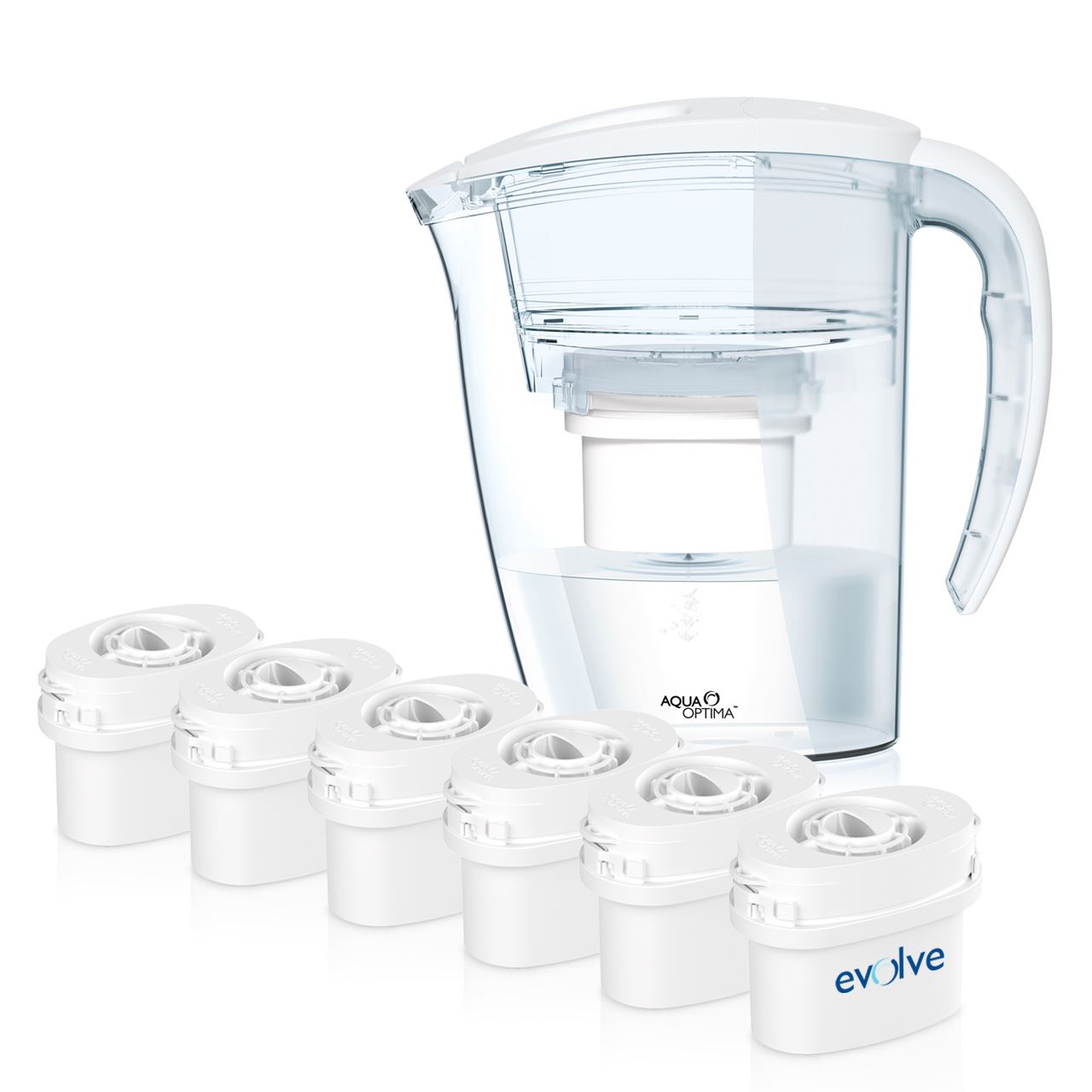 Aqua Optima Fridge Water Filter Jug +6 Refill Cartridge Bundle fits