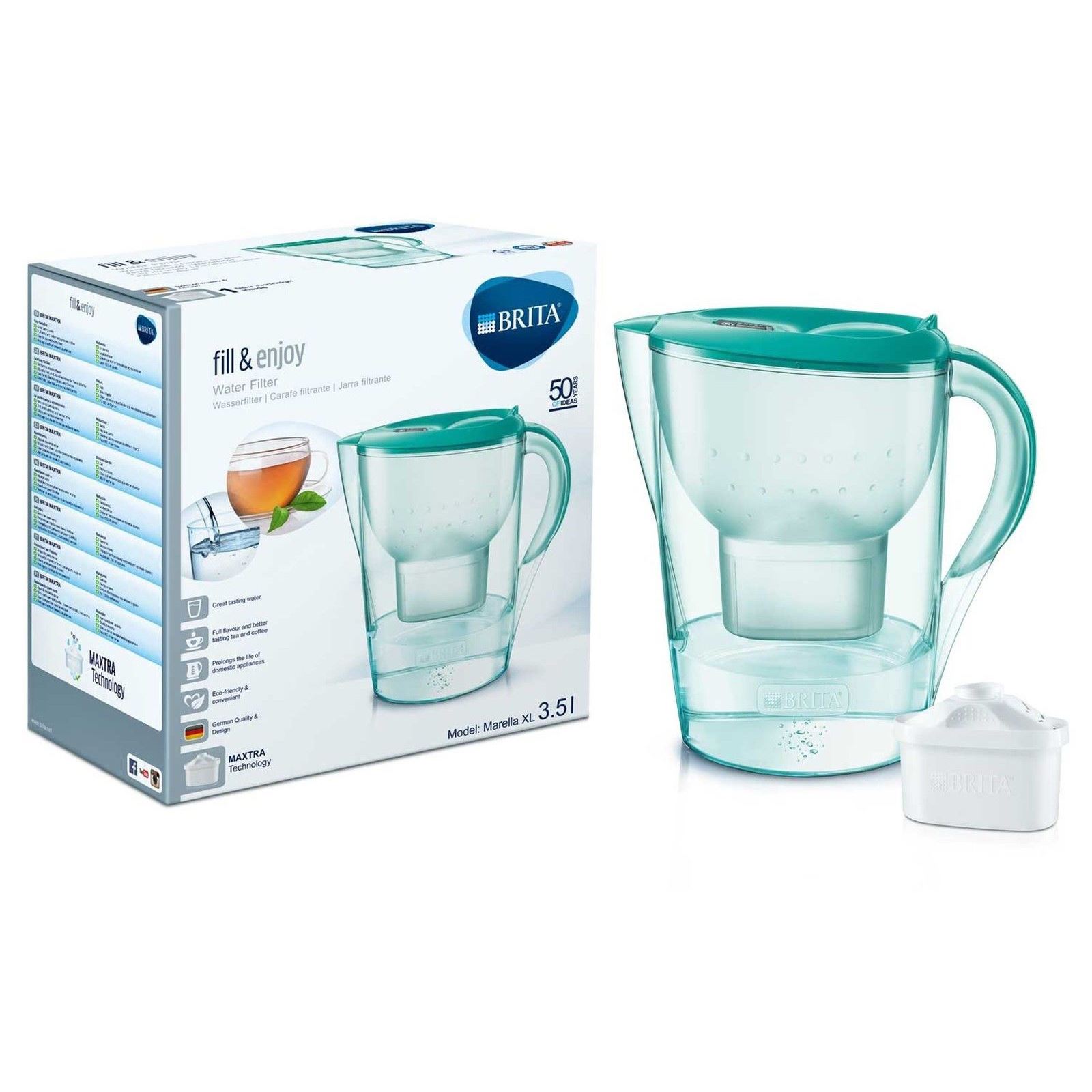 BRITA MARELLA XL Large 3.5L Fridge Water Filter Jug Maxtra Refill