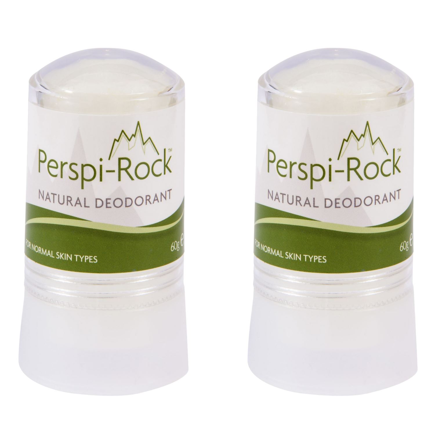 2 x PerspiRock 60g Antiperspirant Mineral Crystal Tawas 24hr Natural