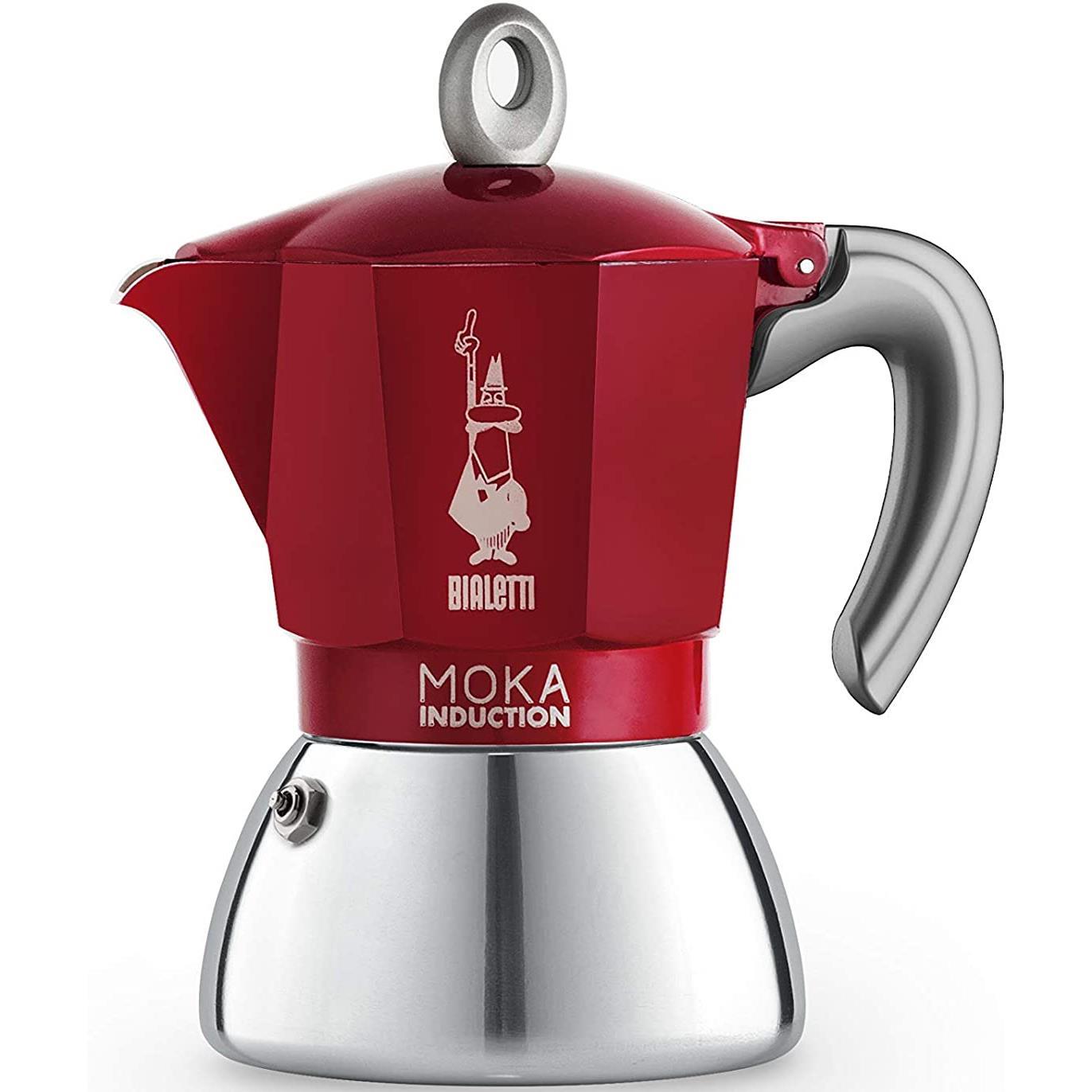 Bialetti Moka Induction 6 Cup, Stovetop Espresso Coffee Maker Red Aluminium eBay
