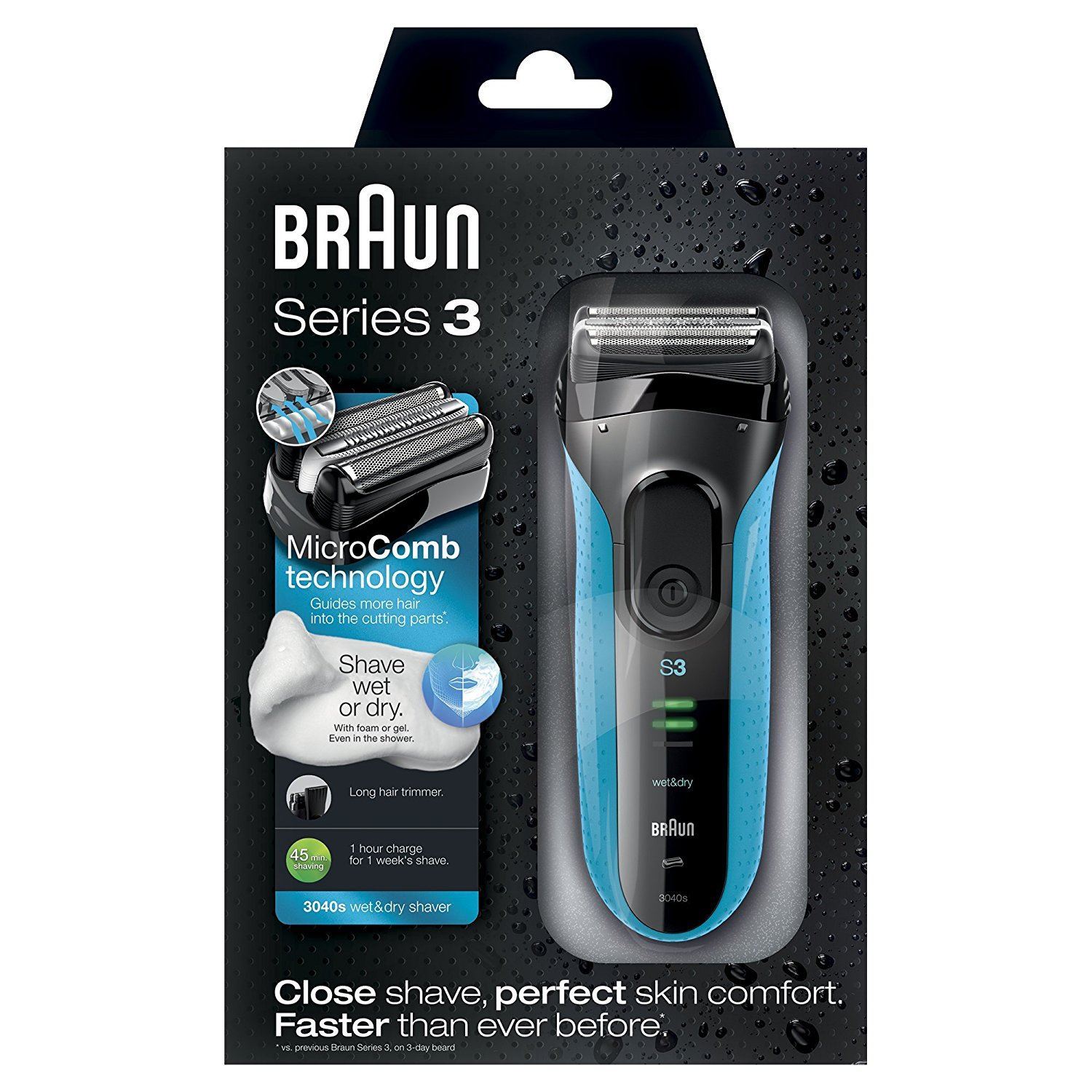 Braun Series 3 ProSkin 3040s Wet and Dry Mens Electric Rechargeable Shaver Razor 4210201086826