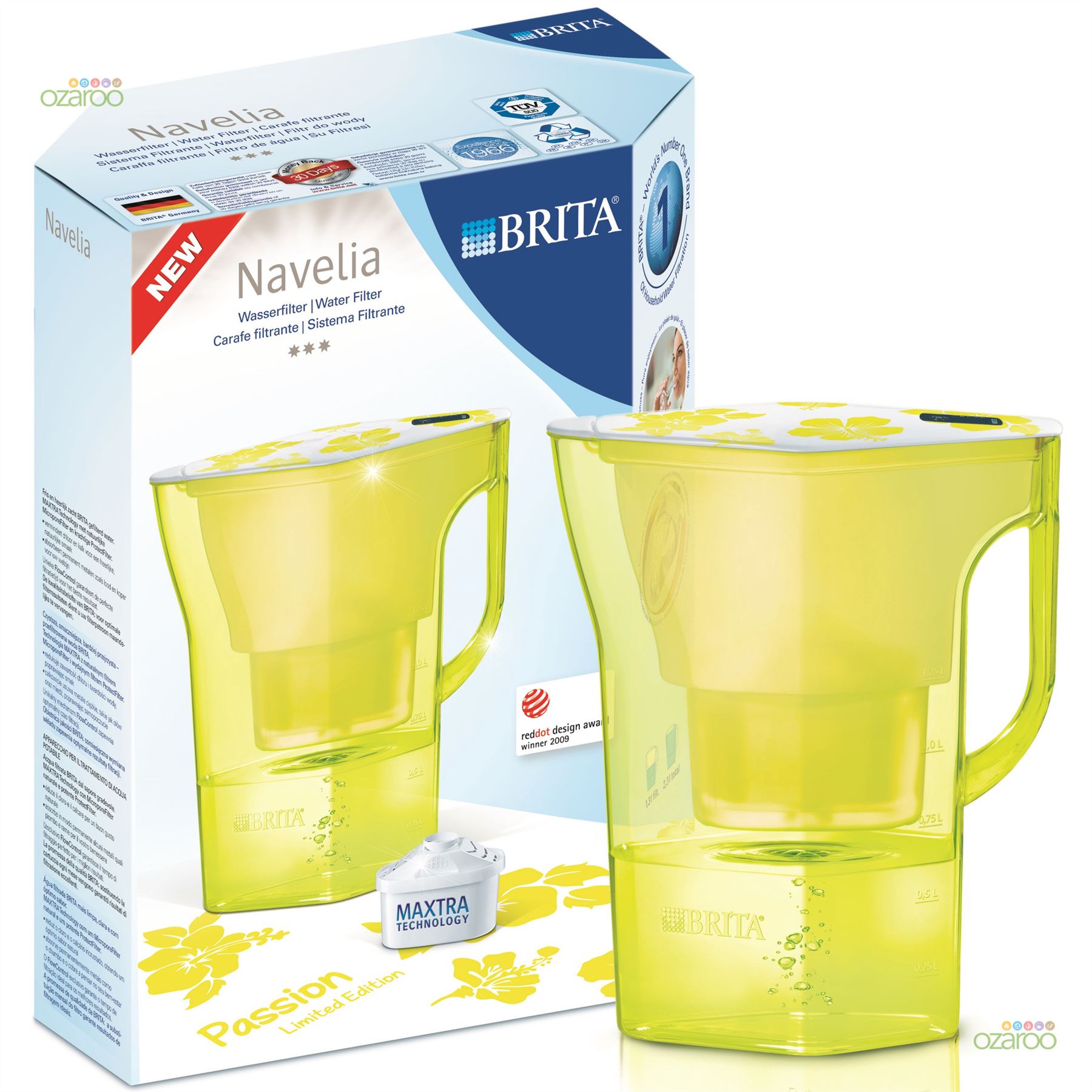 BRITA Navelia Midnight Yellow 2.3L Water Filter Jug + 6 Maxtra Filter Cartridges eBay