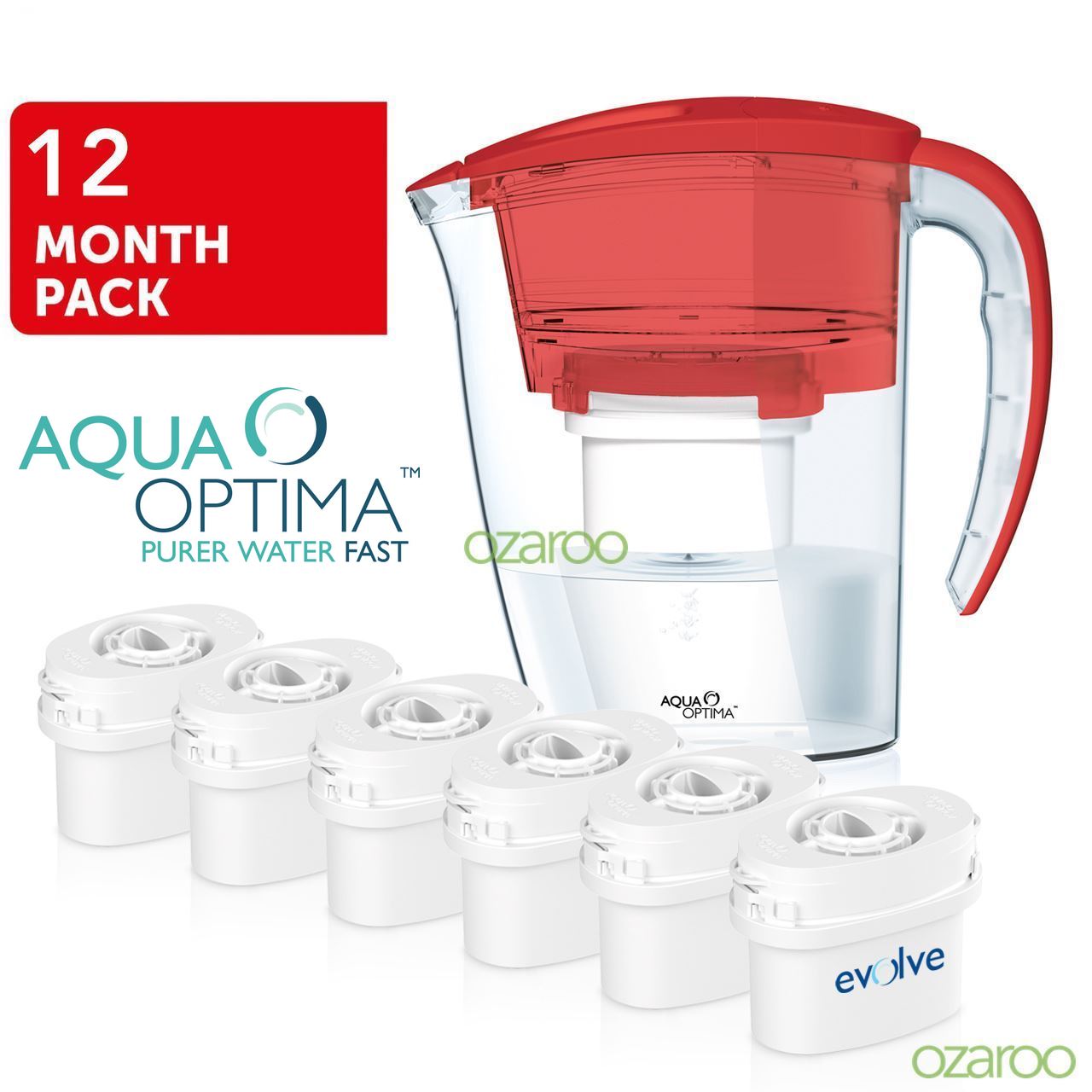 Aqua Optima Fridge Water Filter Jug +6 Refill Cartridge Bundle fits