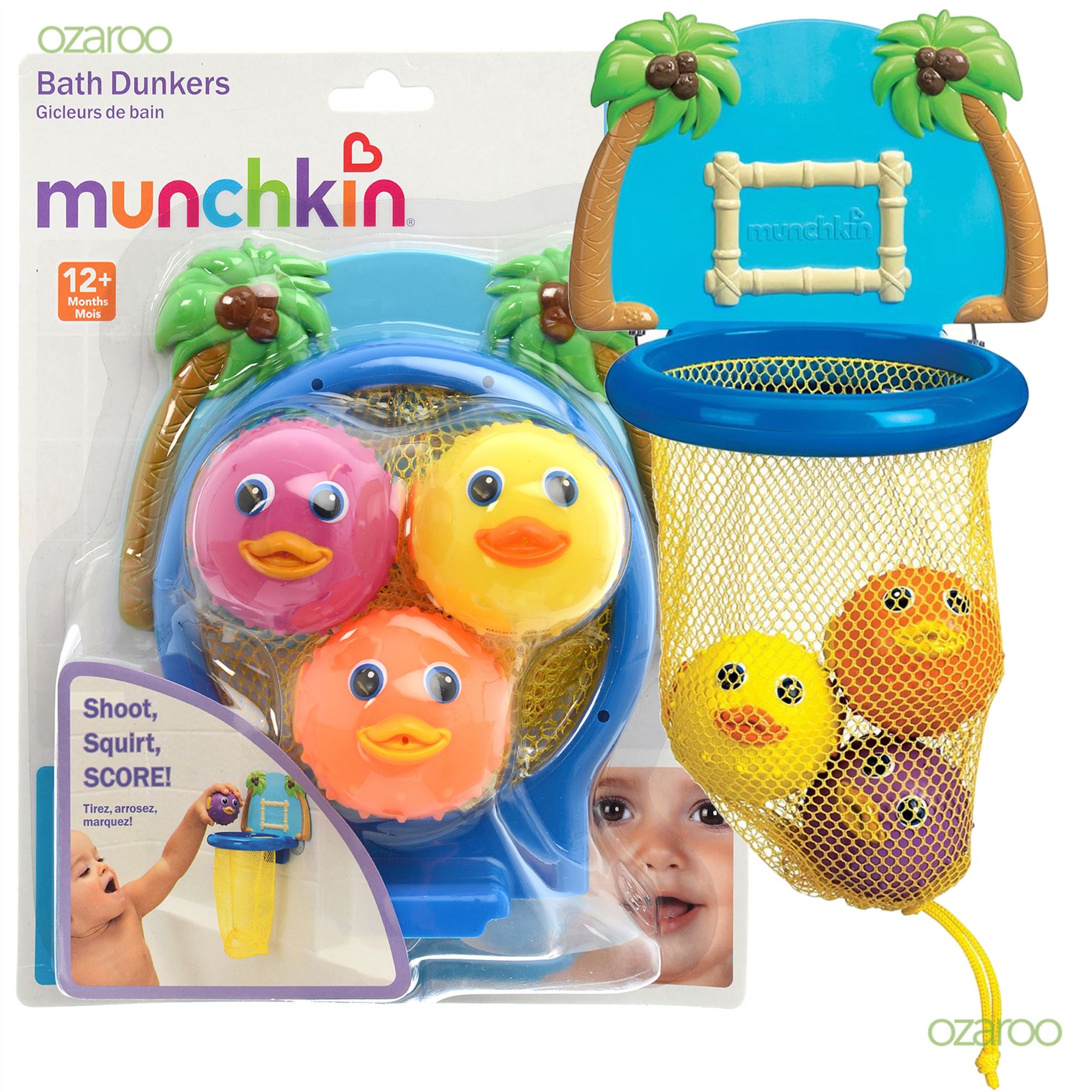 New Munchkin Bath Dunkers Colourful Toddler Child Basket Ball Toy for