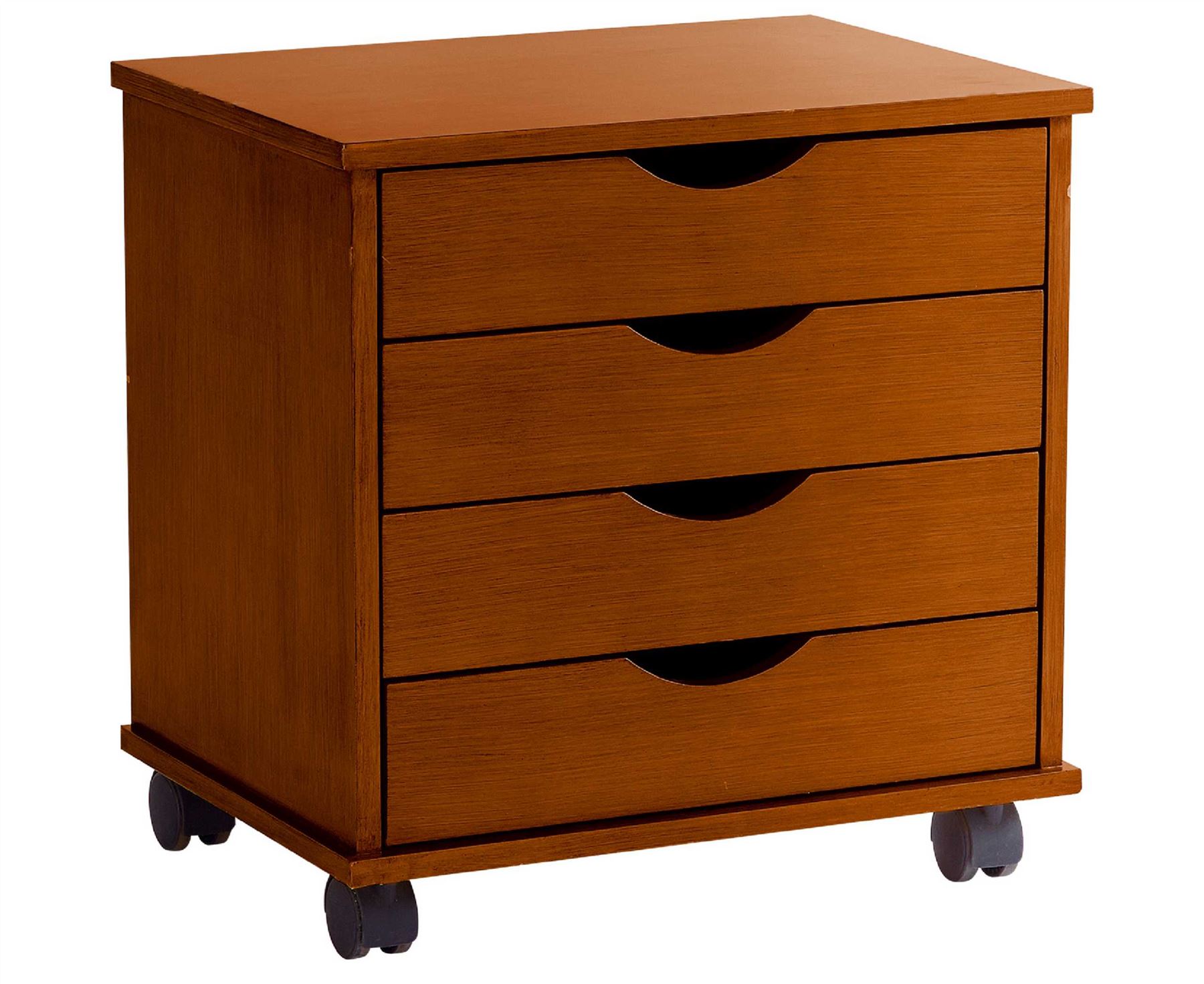 4 Tier Drawer Storage Unit Cupboard Wood Shelving Rolling Furniture eBay