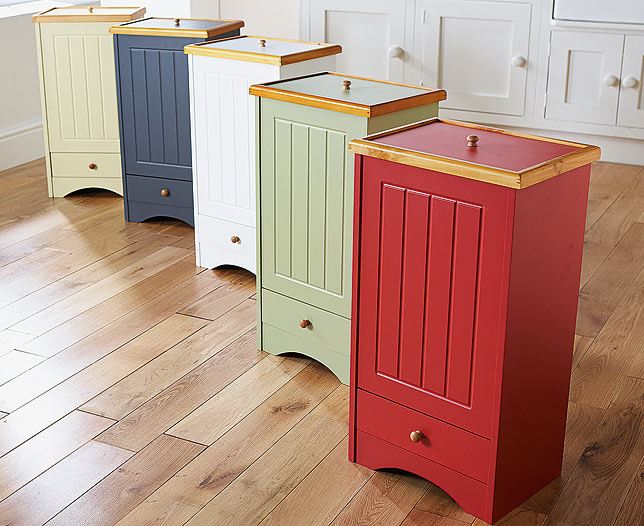 Cotswold Collection Drawered Kitchen Waste Dust Bin Rubbish Wooden Lid