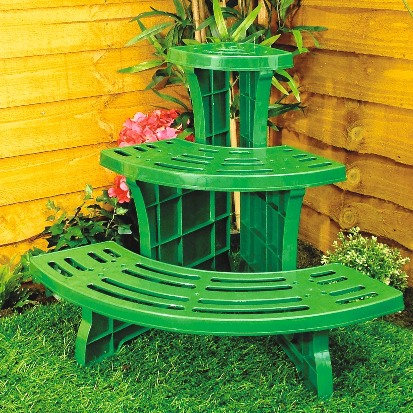 3 Tier Corner Plant Stand Flower Pots Display Shelves Quarter Circle