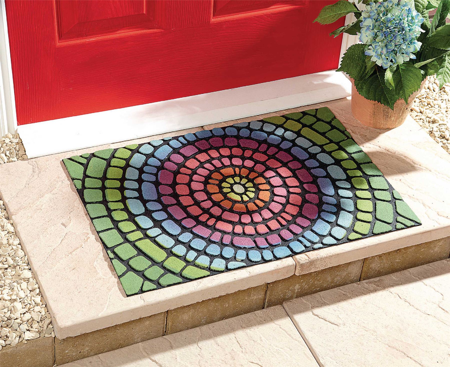 Rainbow Doormat Floor Door Mat Rug Weatherproof Slip Resistant Bright