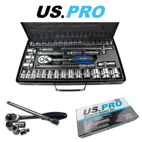 US PRO Tools 42 Piece 1/2" Dr Socket Set Metric / AF 3265 eBay