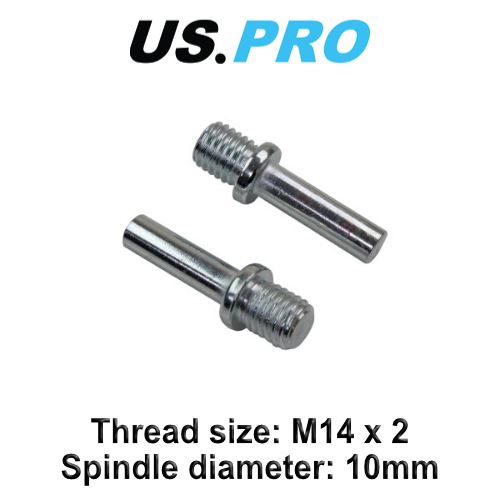 US PRO Tools 2pc Spindle Drill Adapters M14 x 2 Thread, 10mm Shaft 3406