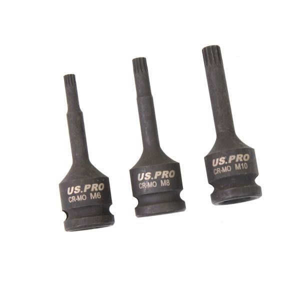 US PRO 8-teiliges Spline-Steckschlüssel-Set, 1/2 Zoll Antrieb, M5–M18, In EVA-Box
