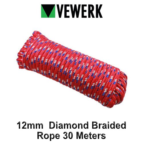 VEWERK 12mm Polypropylene Diamond Braided Rope 30 Meters 9021 VEWERK 12mm Polypropylene Diamond Braided Rope 30 Meters 9021