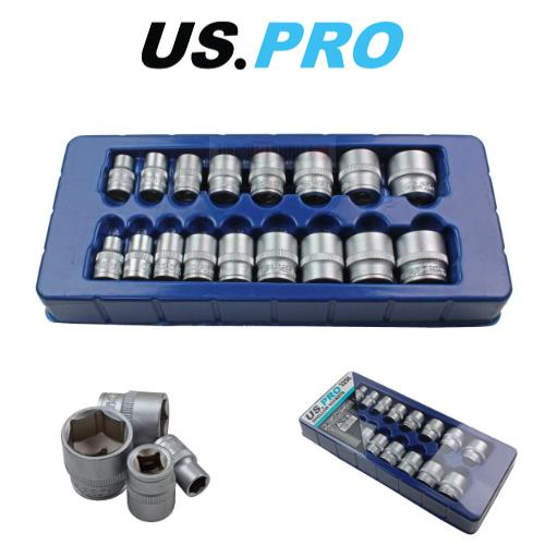 US PRO 17pc 3//8 Dr Shallow Sockets 12 Point 8-24mm 3248