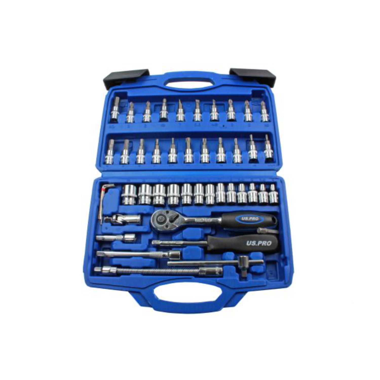 US PRO 1387 46-Piece 1/4 Inch Drive Torx Socket And Bit Set - Metric, Chrome Finish