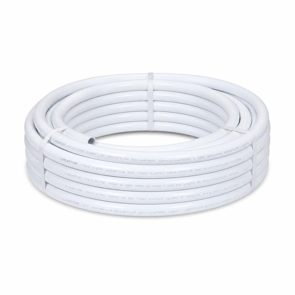 22mm Barrier Pipe PEX White 22mm - 25M Coil Pushfit Plumbing Pipe WRAS Approved