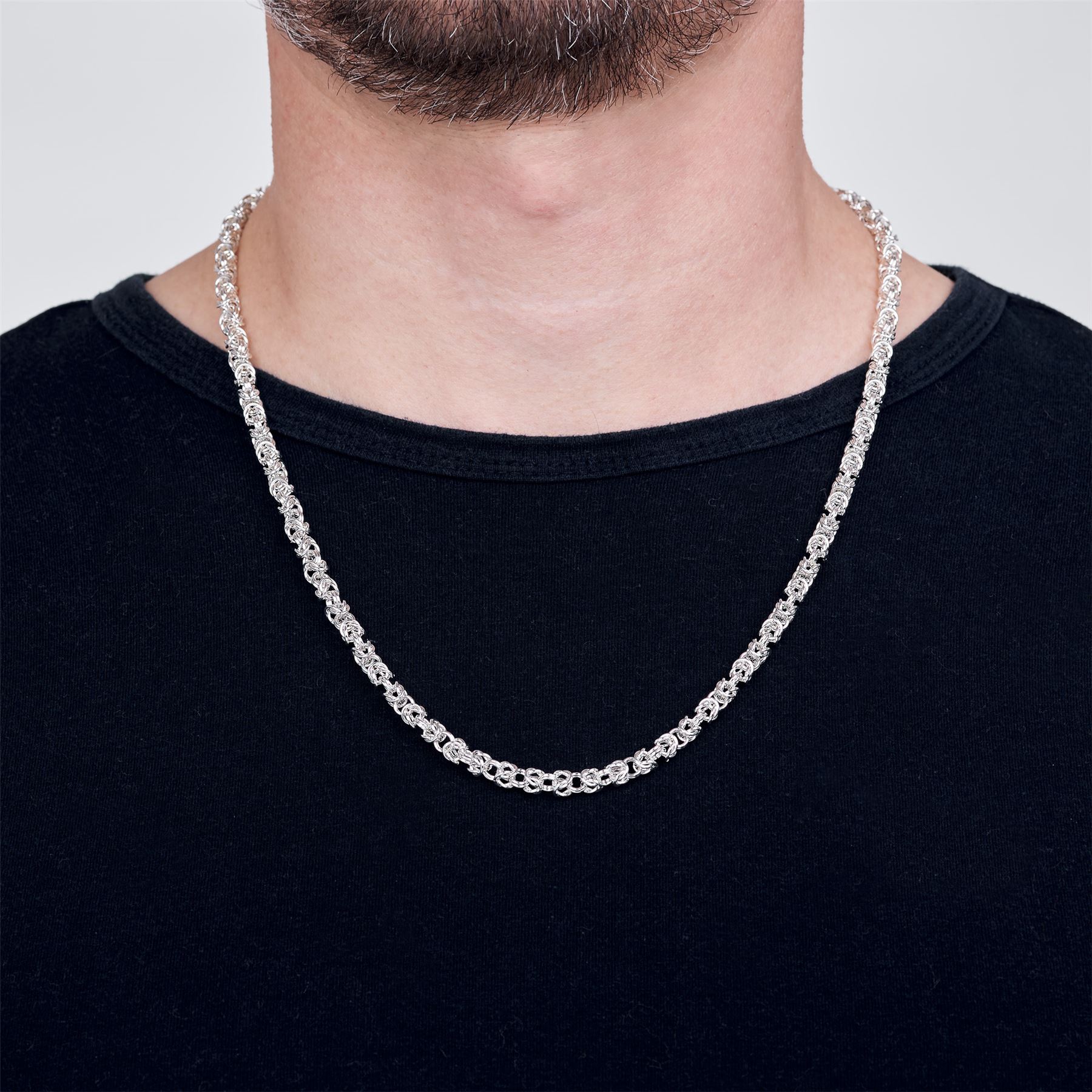 Amberta Genuine Real 925 Sterling Silver Long Thick Necklace Chain Made