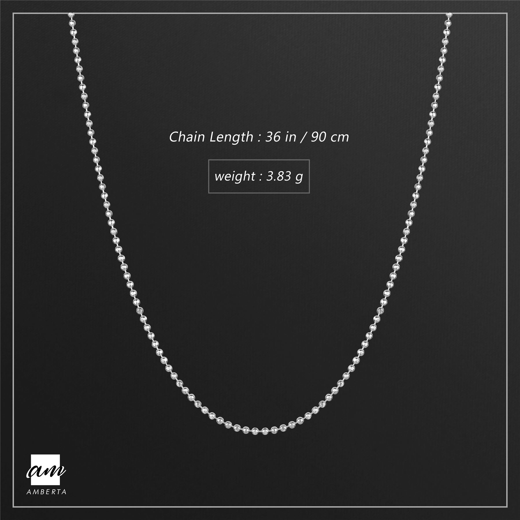 Amberta Jewelry Solid Real 925 Sterling Silver Chain Necklace Made in