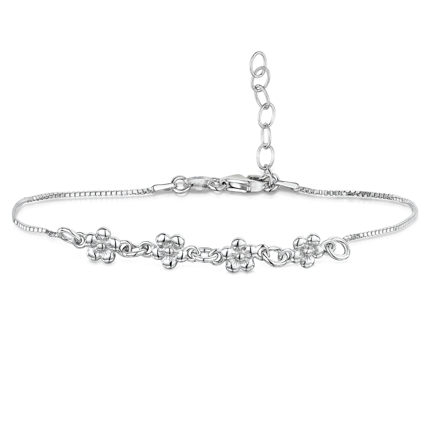 Amberta Bracelets de Cheville Réglable en Argent Sterling 925 Plaqué Or Jaune