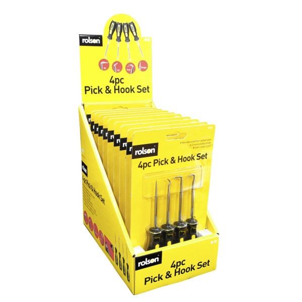 Rolson 59133 4Pc Pick And Hook Set Mini Short Hook Pick Set