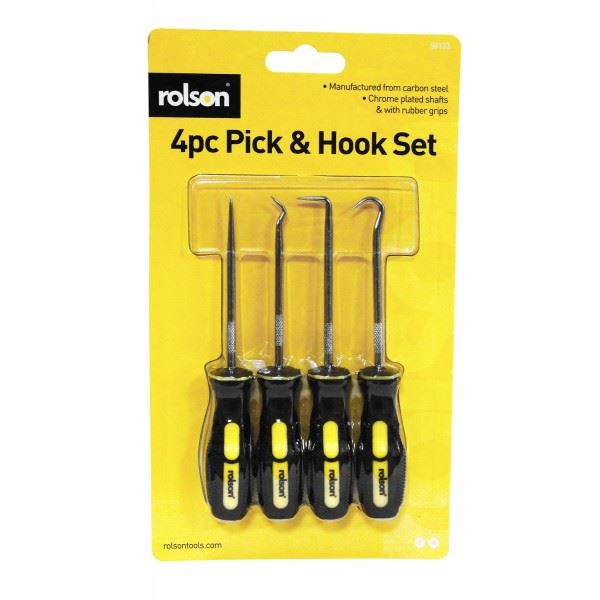 Rolson 59133 4Pc Pick And Hook Set Mini Short Hook Pick Set
