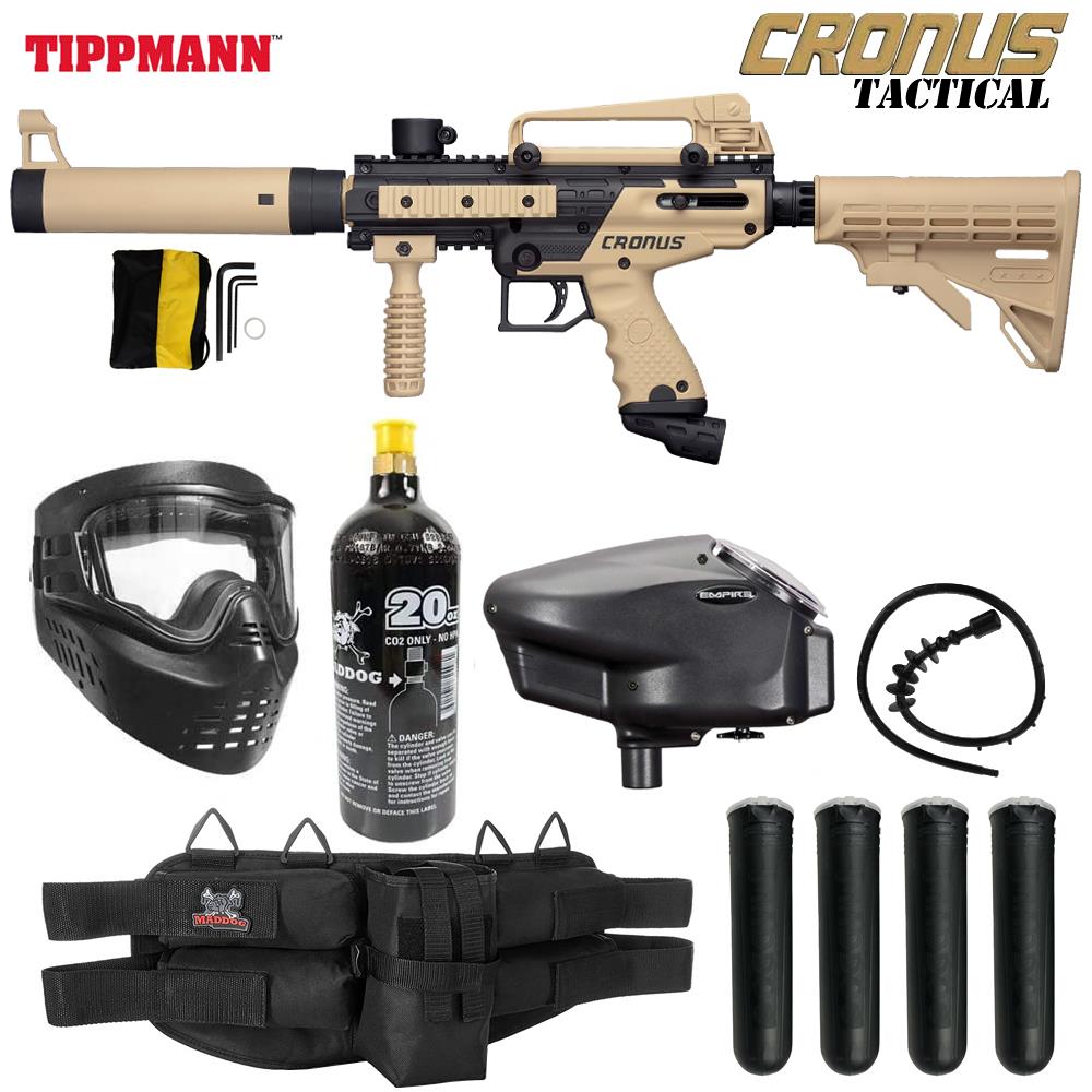 Maddog Tippmann Cronus Tactical Gold CO2 Paintball Gun Marker Package