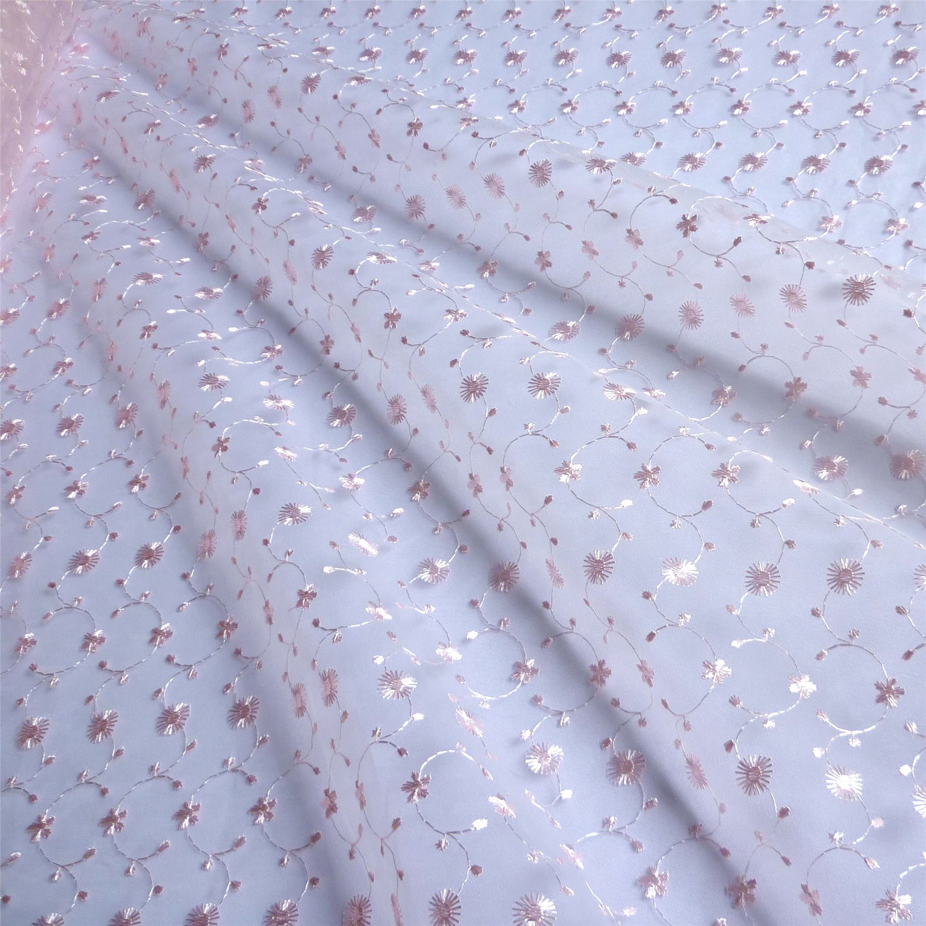 Embroidered Organza Fabric with Scalloped Edge 4 Colours *Per Metre