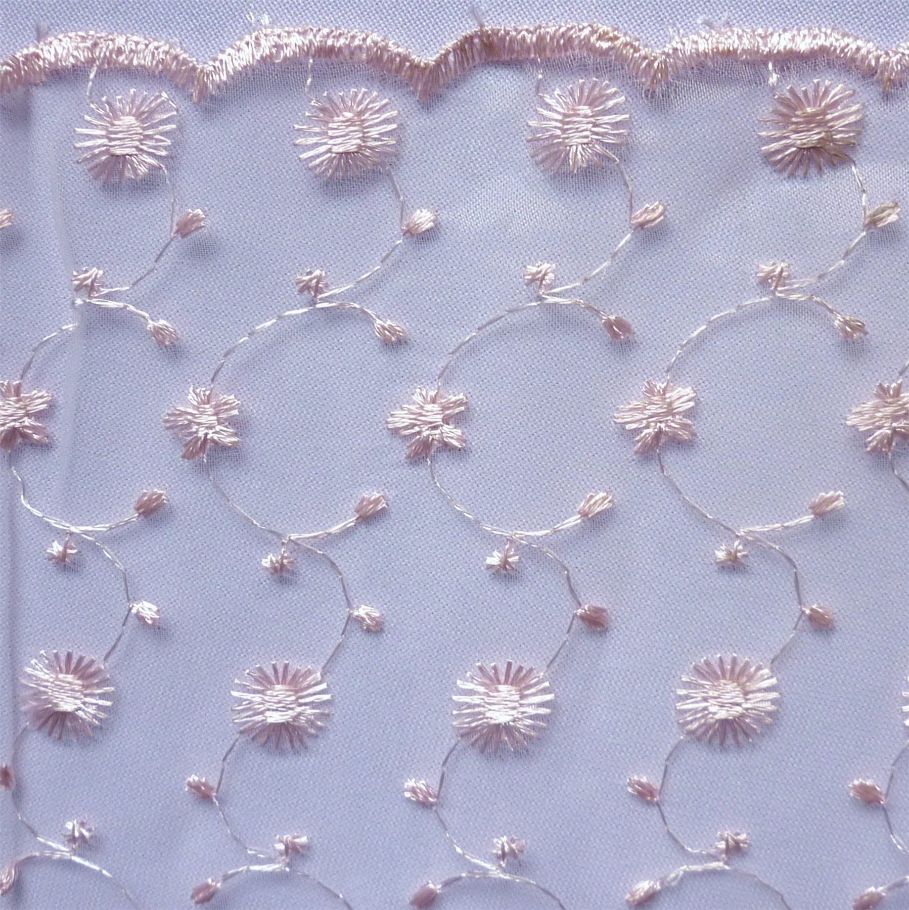 Embroidered Organza Fabric with Scalloped Edge 4 Colours *Per Metre