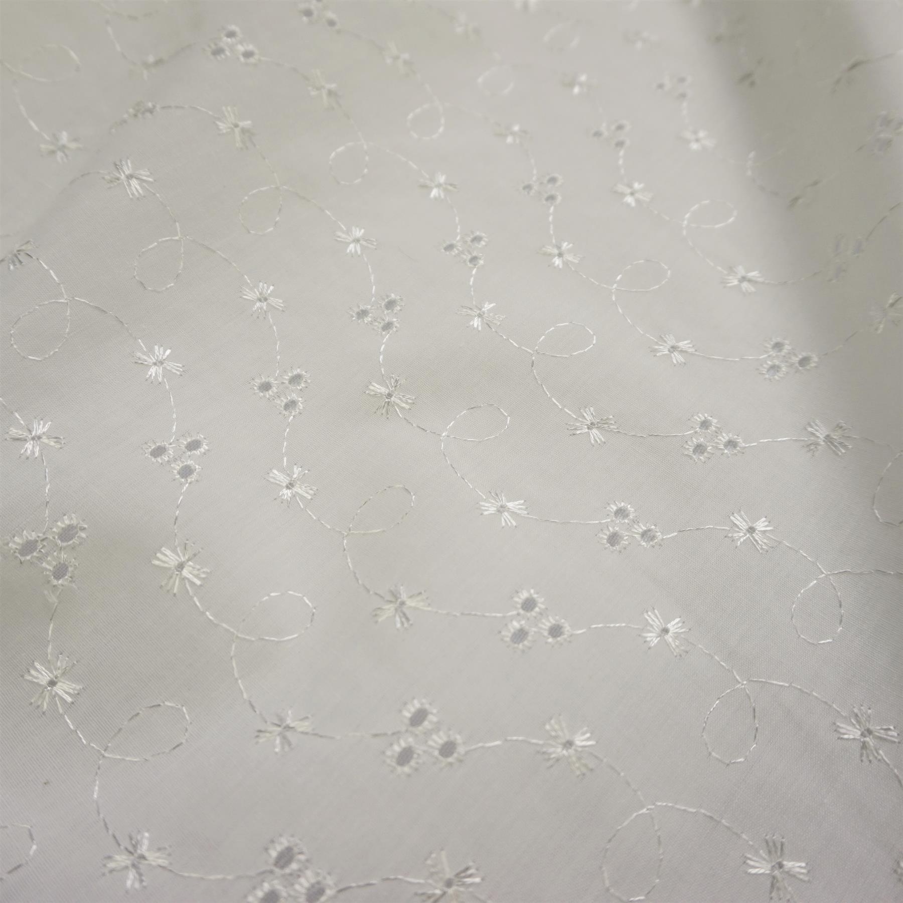 3 Hole Broderie Anglaise Polycotton Embroidered Fabric 150cm Wide Sold by metre 3 Hole Broderie Anglaise Polycotton Embroidered Fabric 150cm Wide Sold by metre