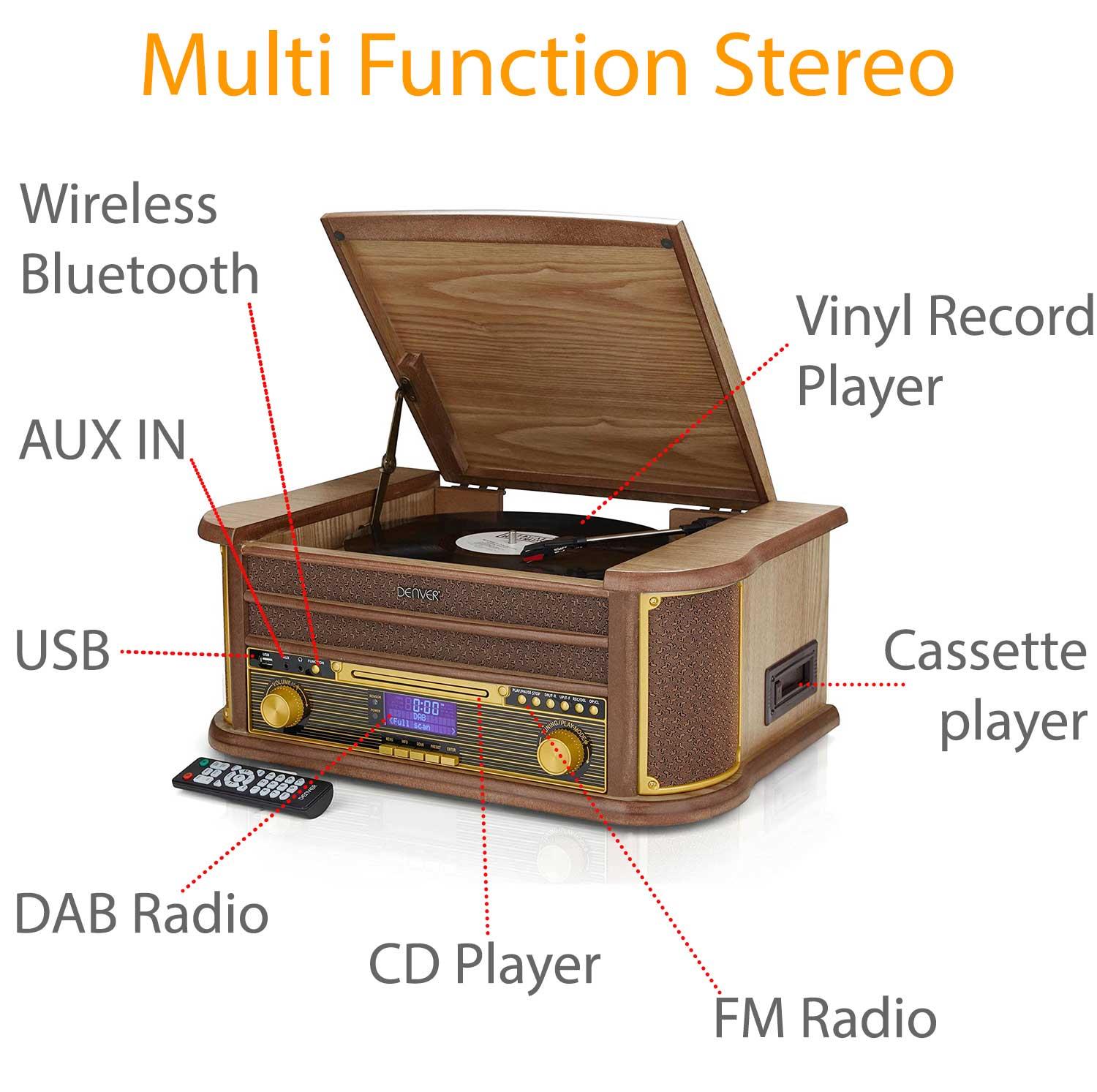 Record Player DAB+ Radio Cassette USB Bluetooth Denver MRD-51BT - Picture 4 of 16