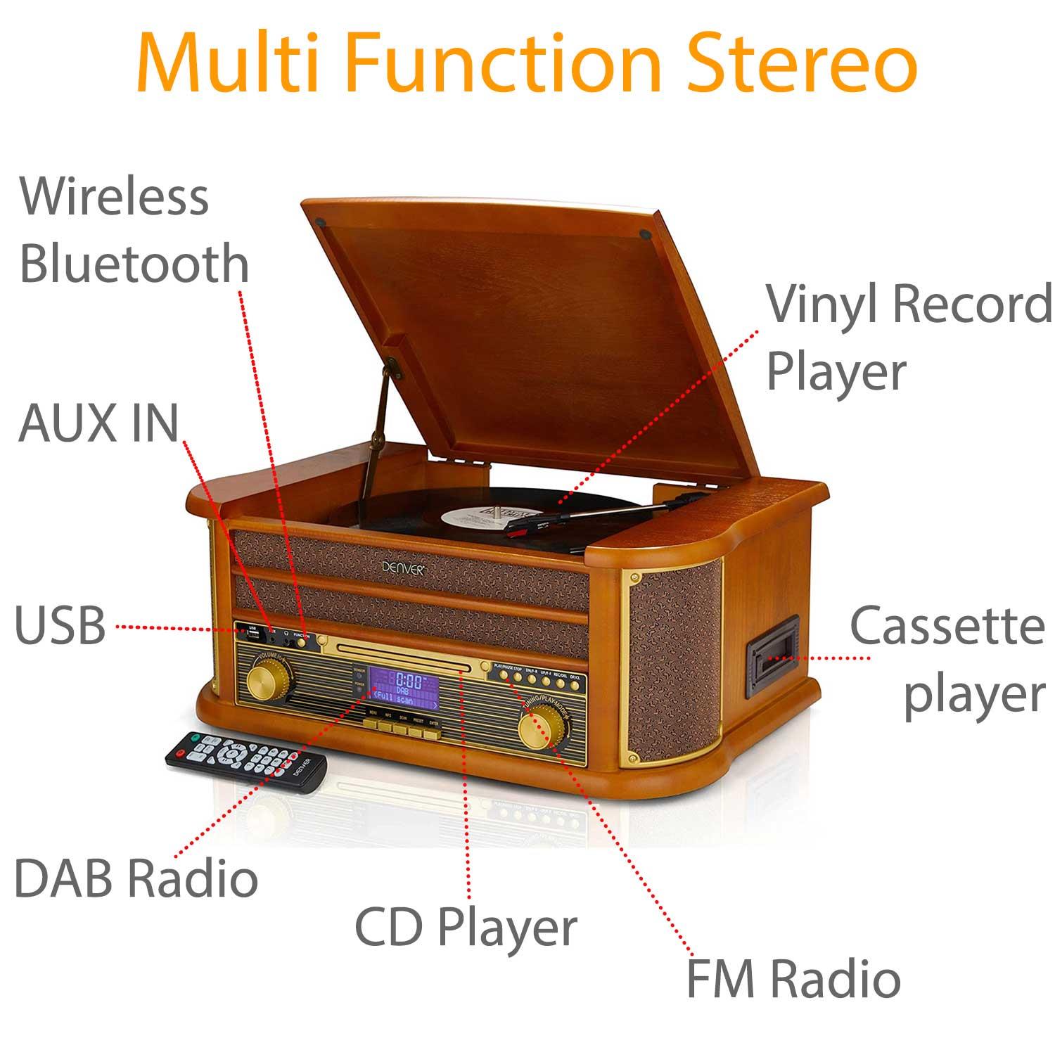Record Player DAB+ Radio Cassette USB Bluetooth Denver MRD-51BT - Picture 12 of 16