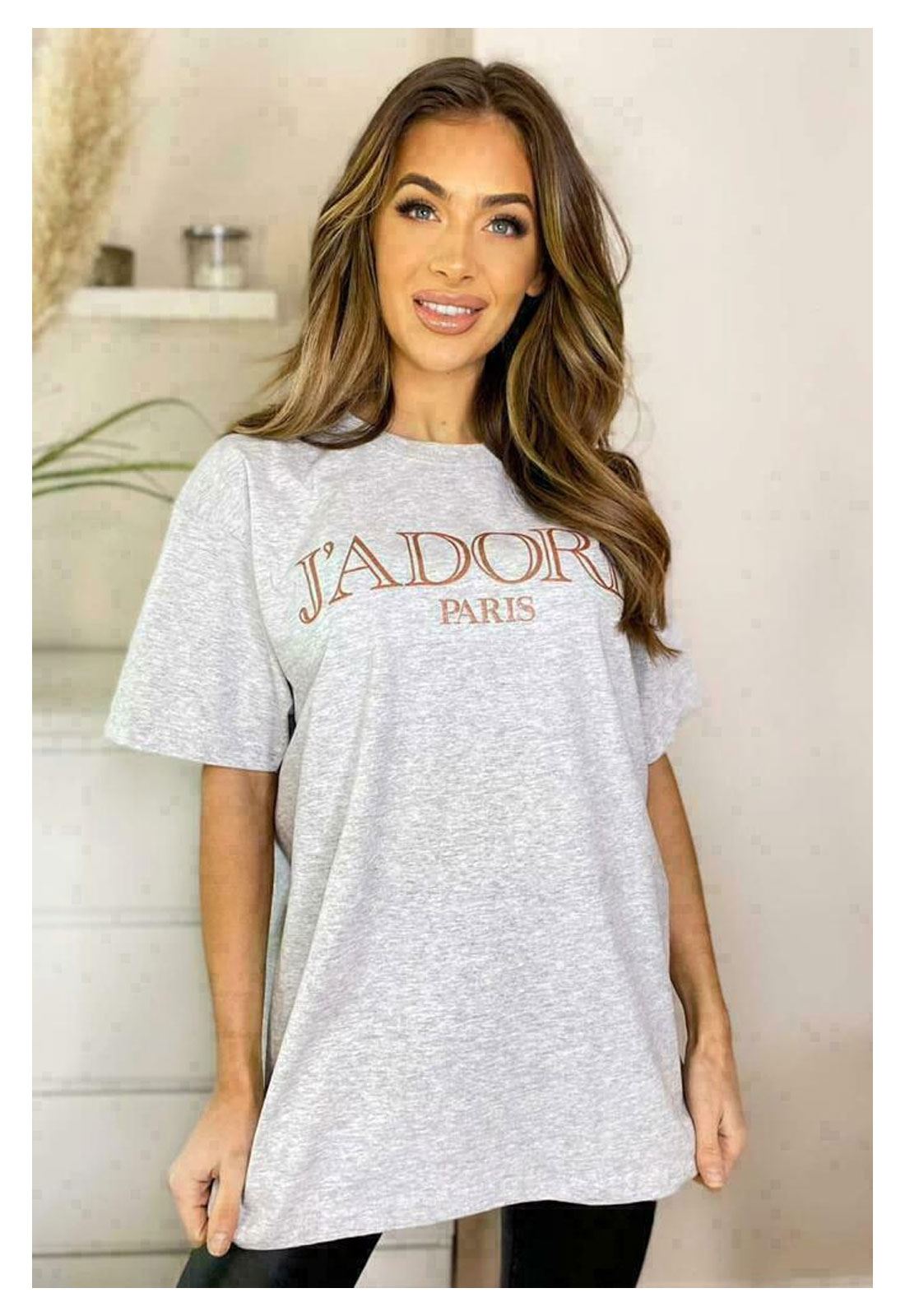 Oversize-T-Shirt Damen J'Adore Paris bedruckt Damen Frauen Kurzarm Oberteil T-Shirts - Bild 11 von 18